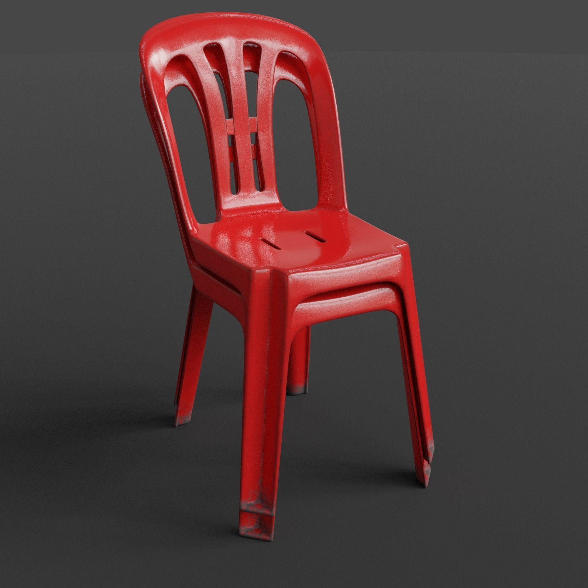 Stackable Plastic Chair Low-poly 3D model_8