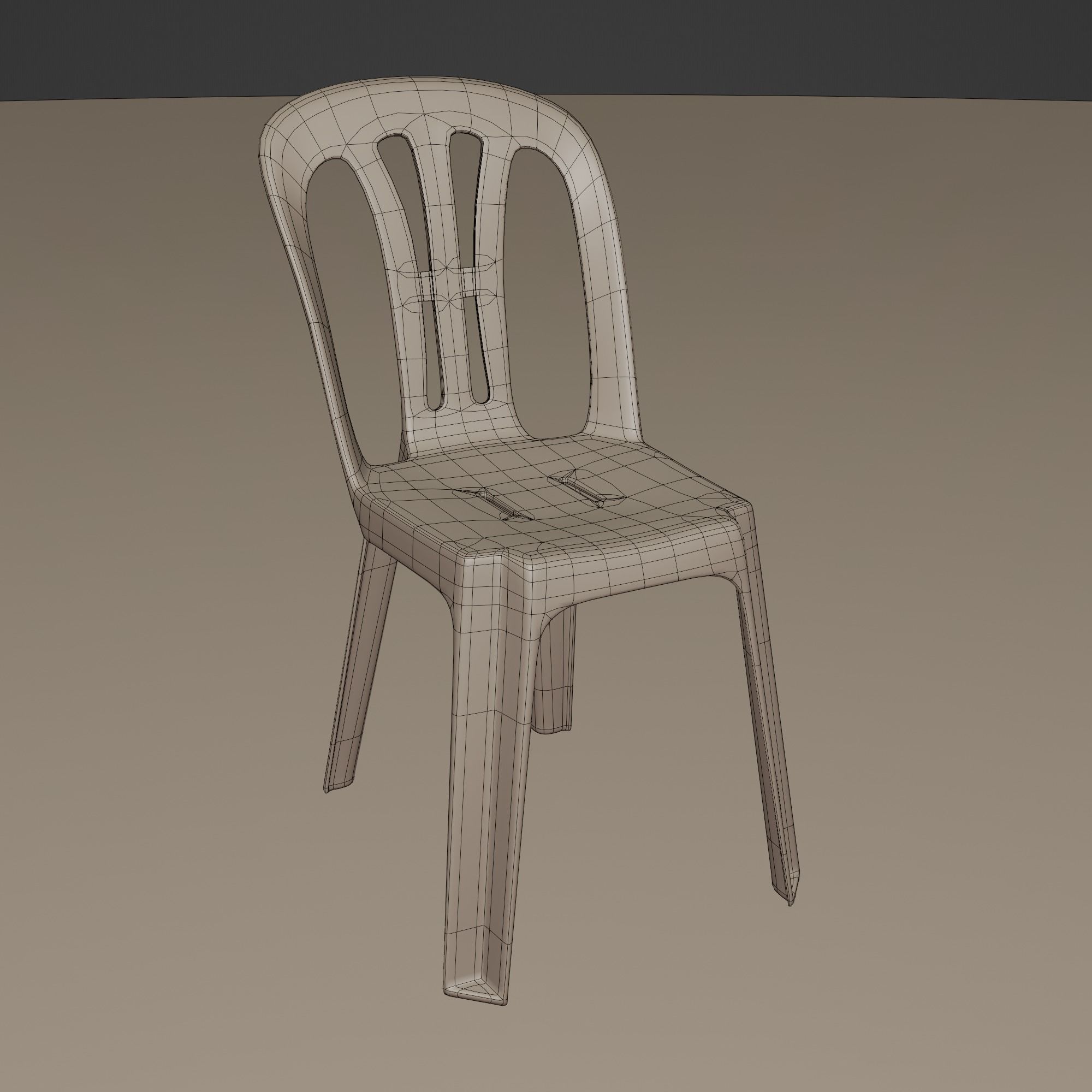 Stackable Plastic Chair Low-poly 3D model_34
