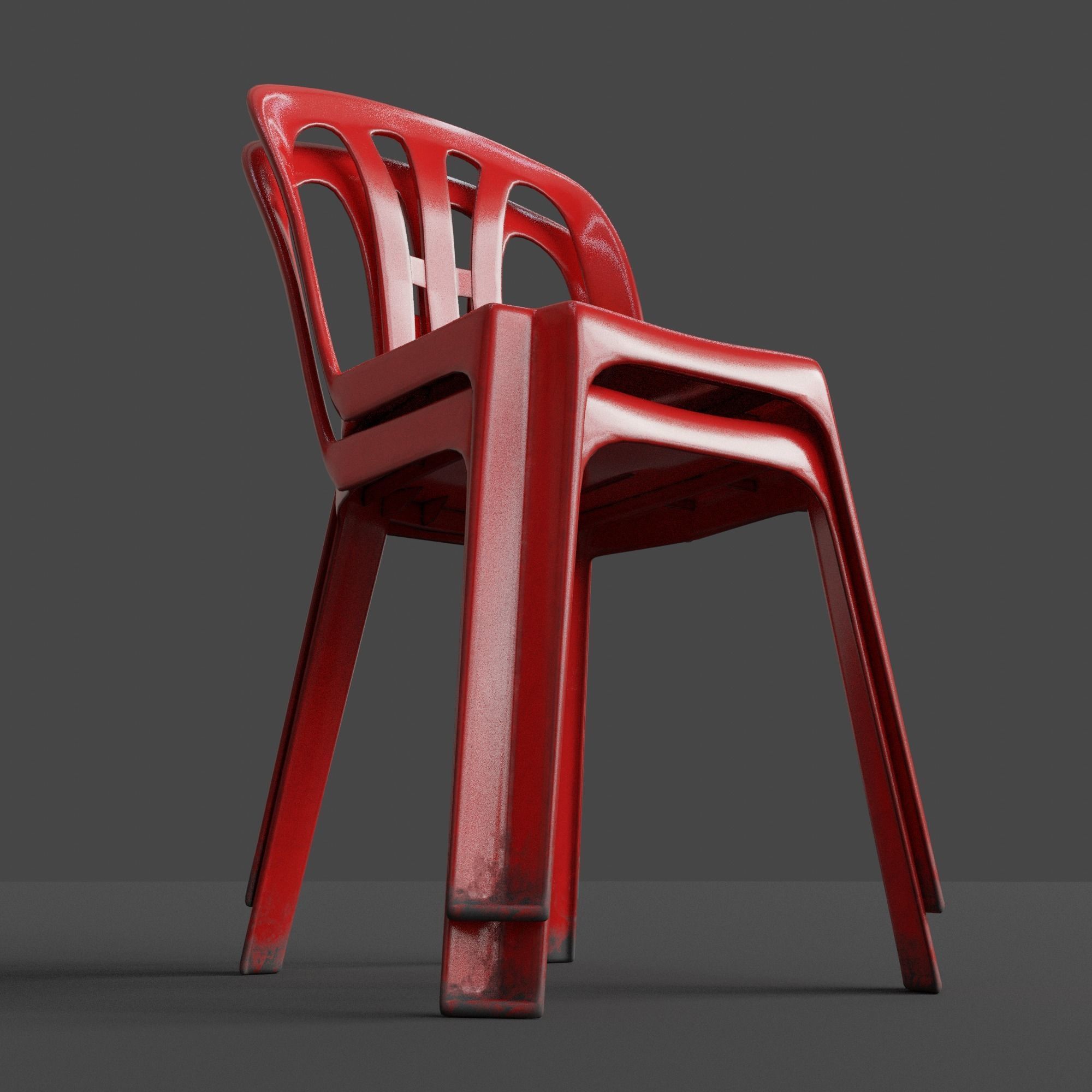 Stackable Plastic Chair Low-poly 3D model_32