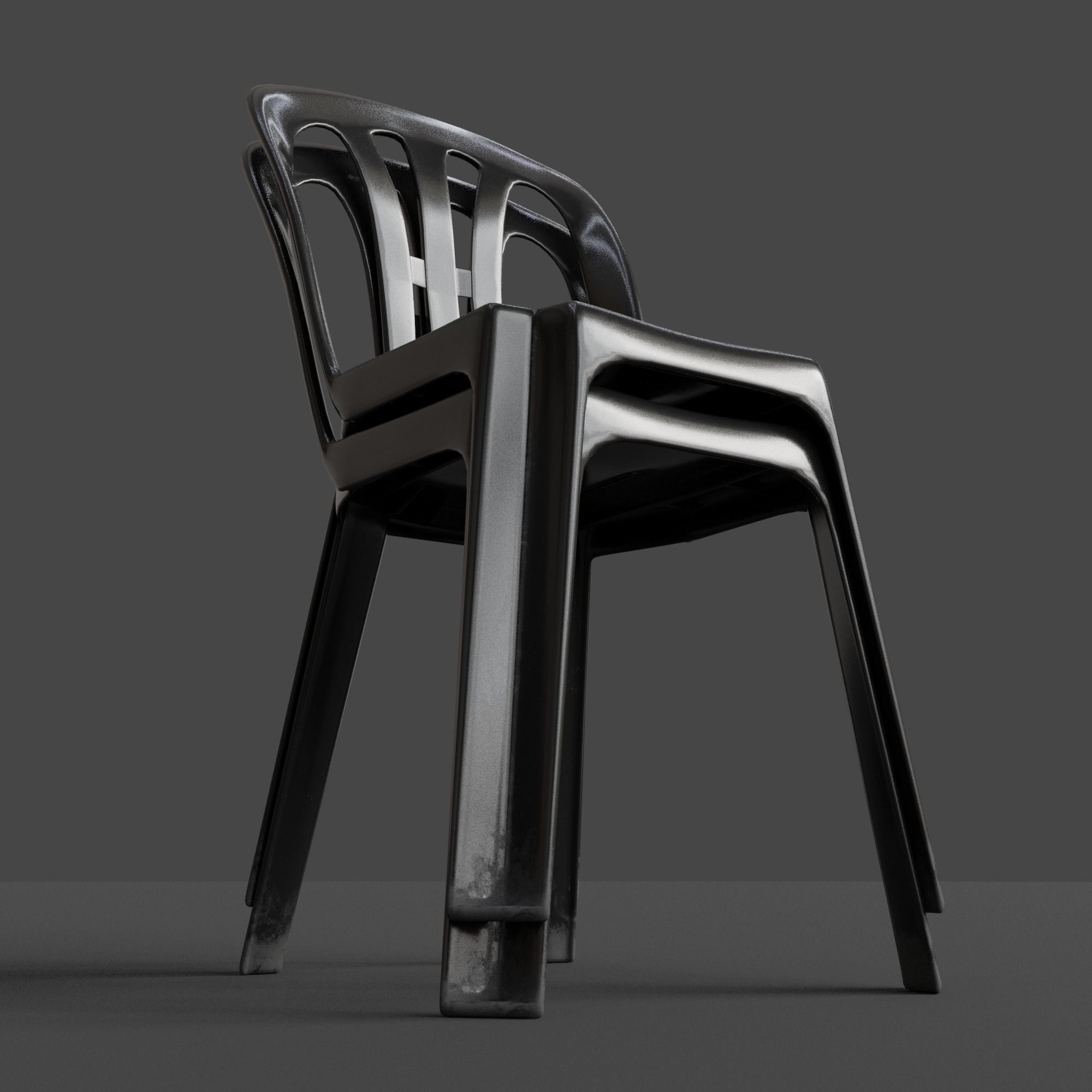 Stackable Plastic Chair Low-poly 3D model_28