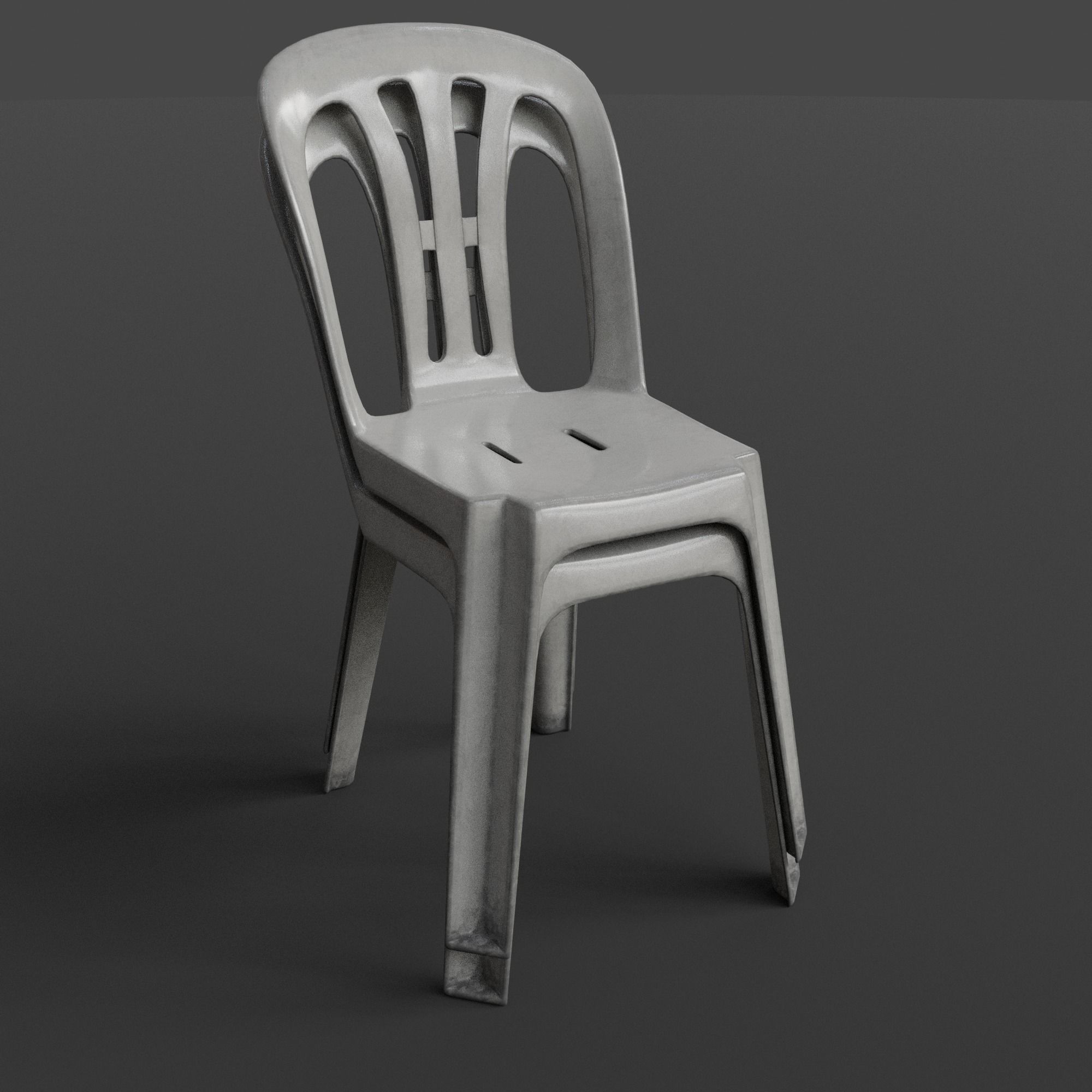 Stackable Plastic Chair Low-poly 3D model_6