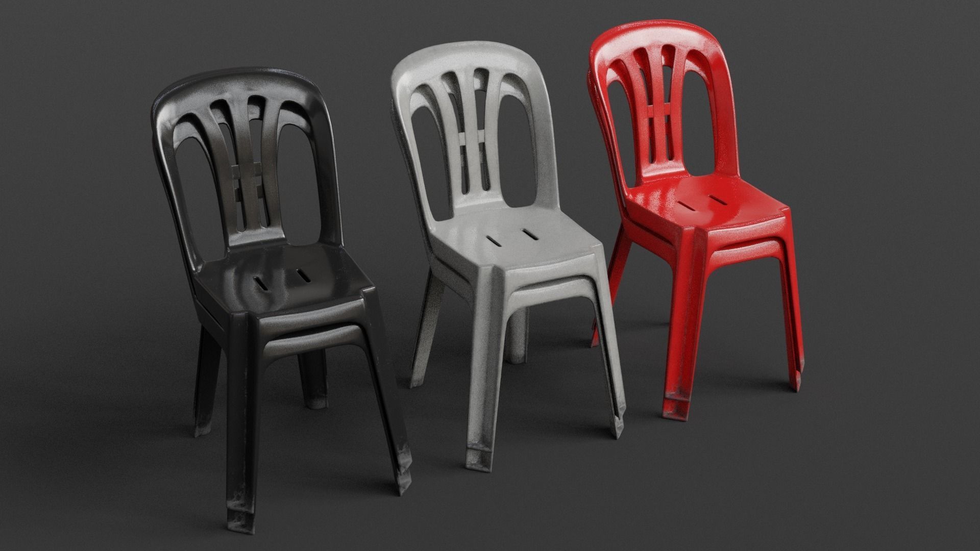 Stackable Plastic Chair Low-poly 3D model_2