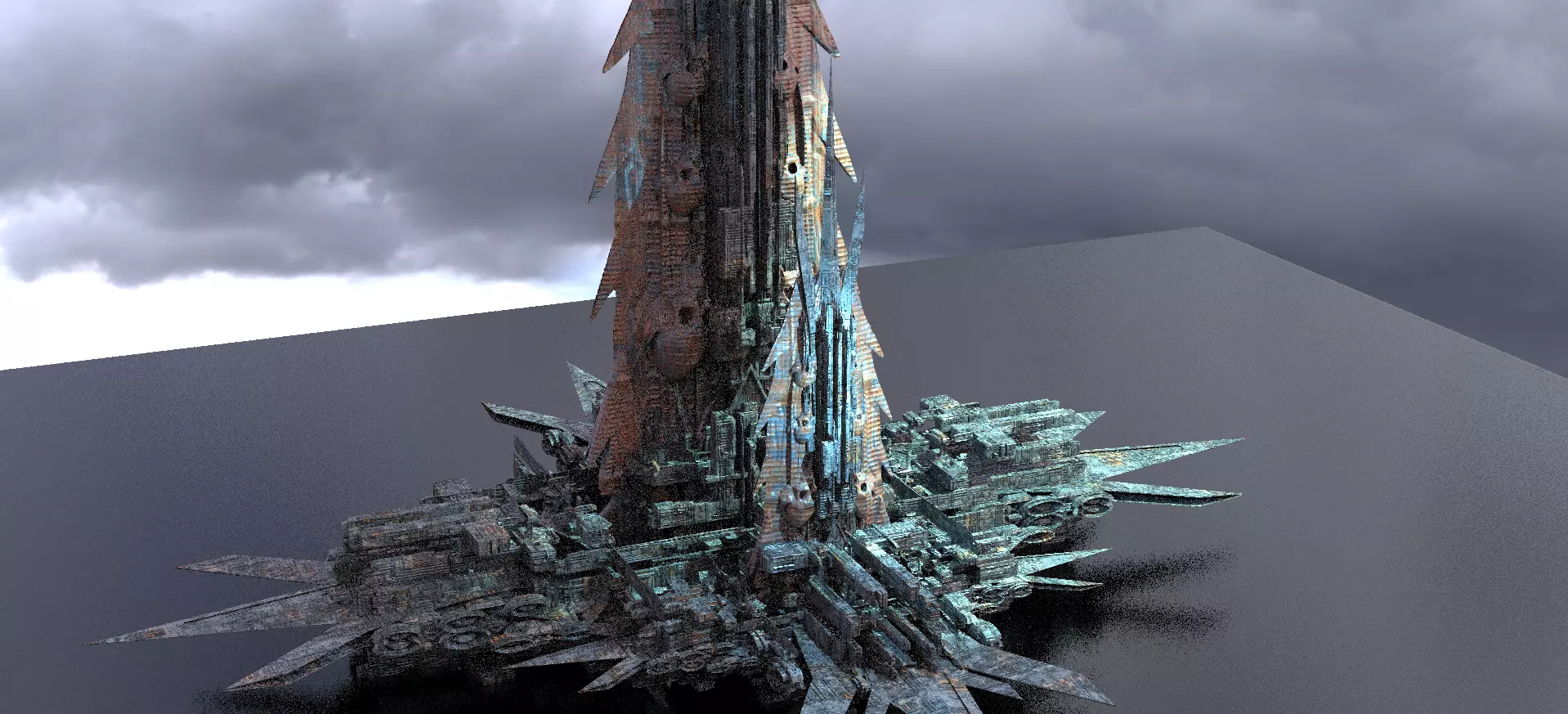 Machine City Scull Tower City 1 3D model_0