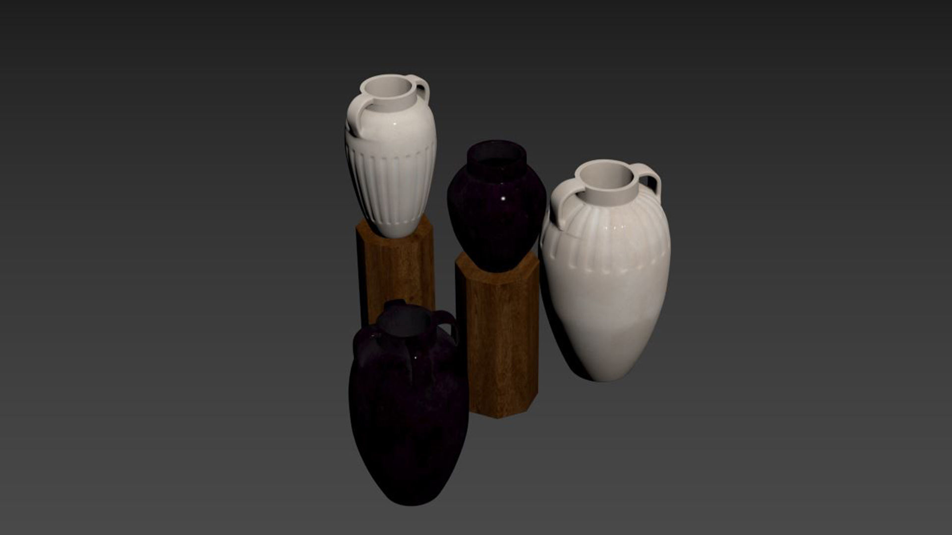 Grooved Ceramic Vases 3D model_4