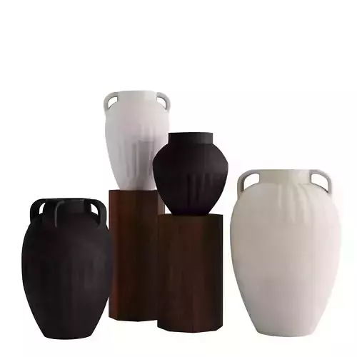 Grooved Ceramic Vases 3D model