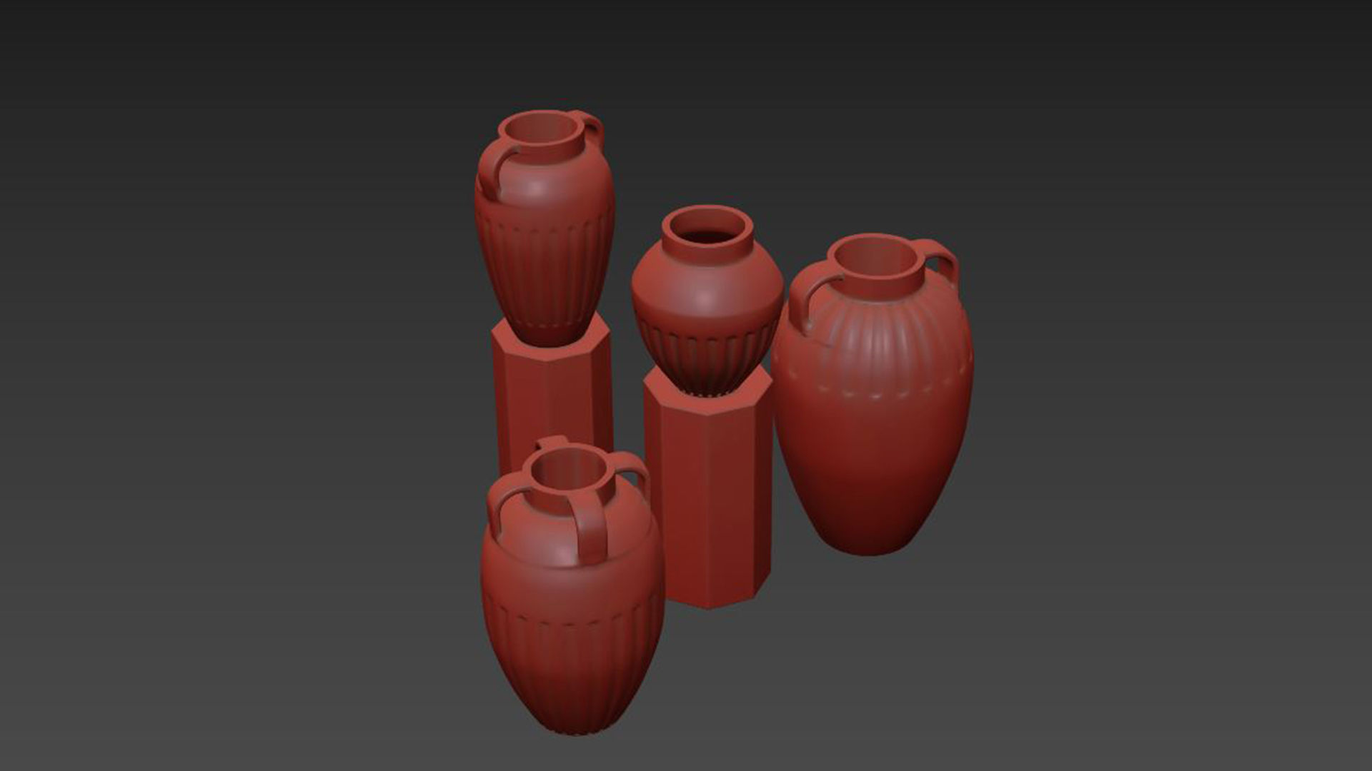 Grooved Ceramic Vases 3D model_5