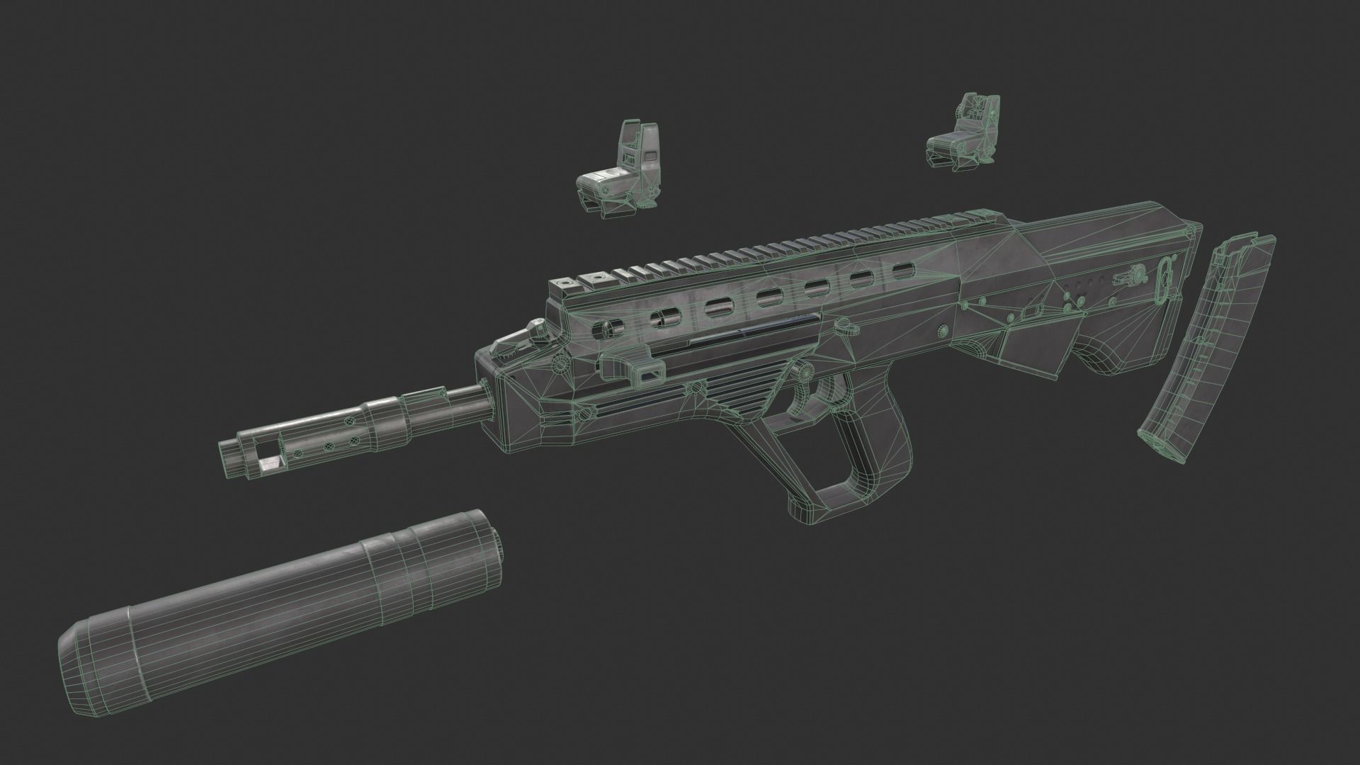 Malyuk Vulcan Rifle Low-poly 3D model_9
