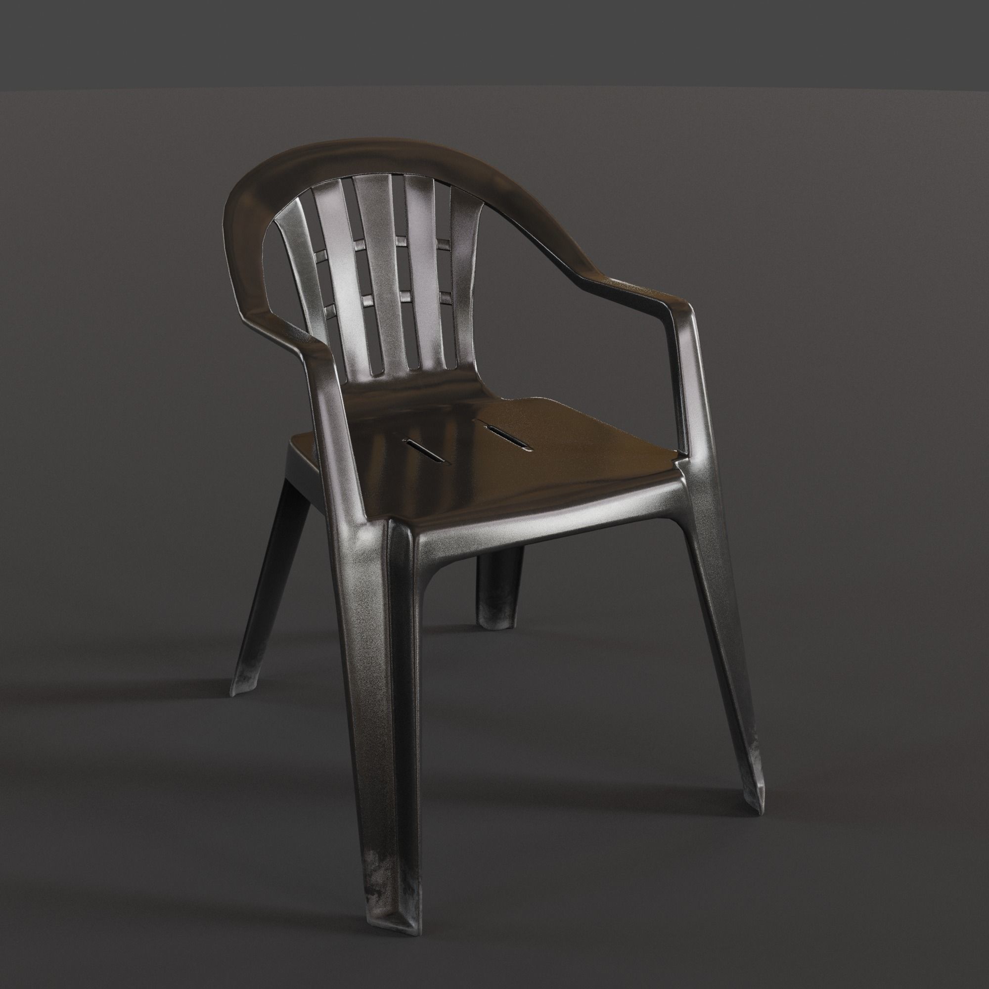 Stackable Plastic Chair Low-poly 3D model_9