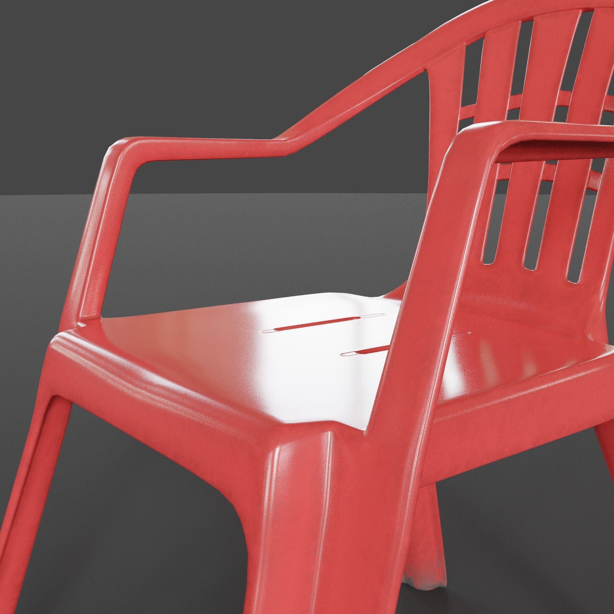 Stackable Plastic Chair Low-poly 3D model_17