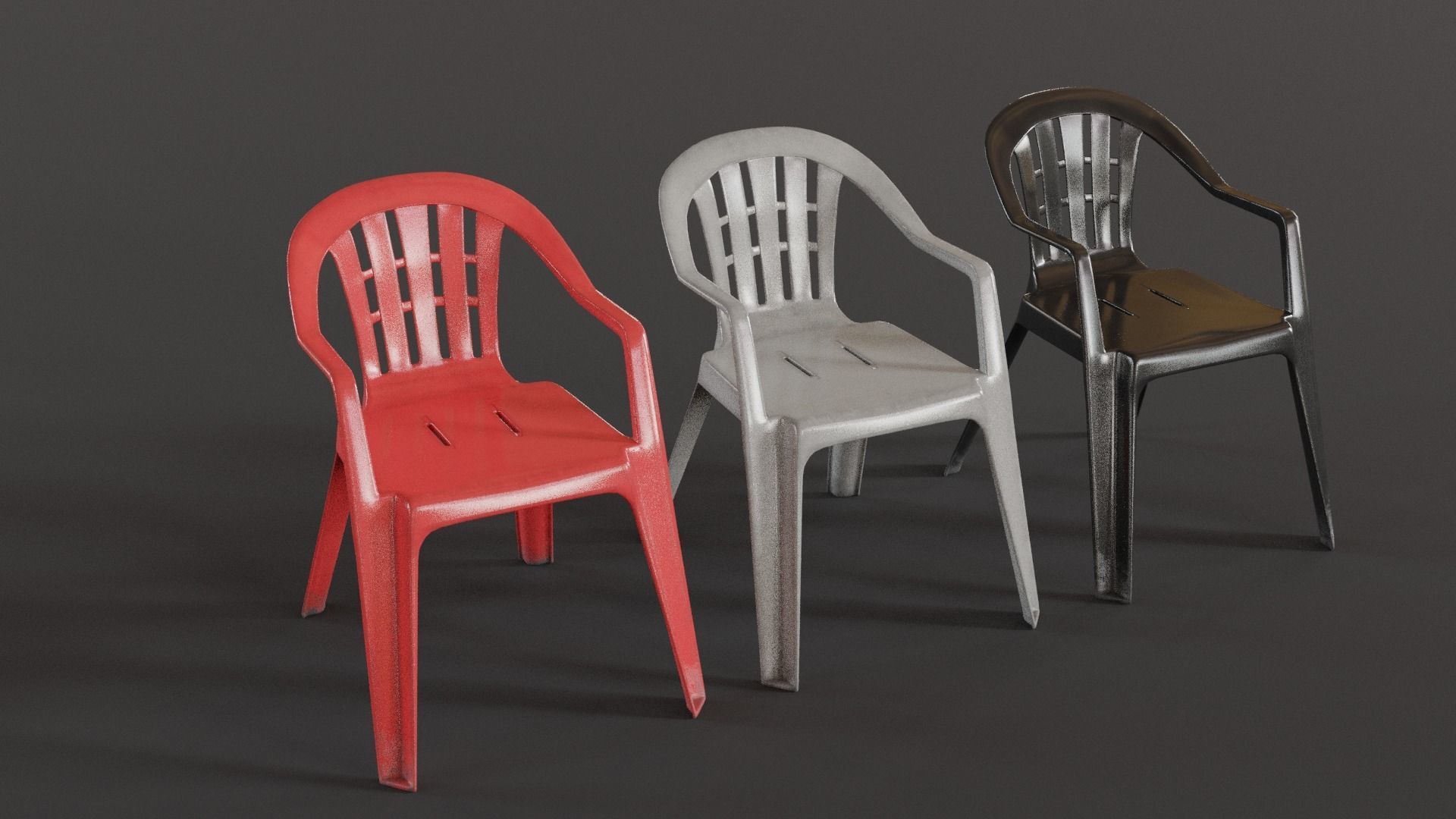 Stackable Plastic Chair Low-poly 3D model_1