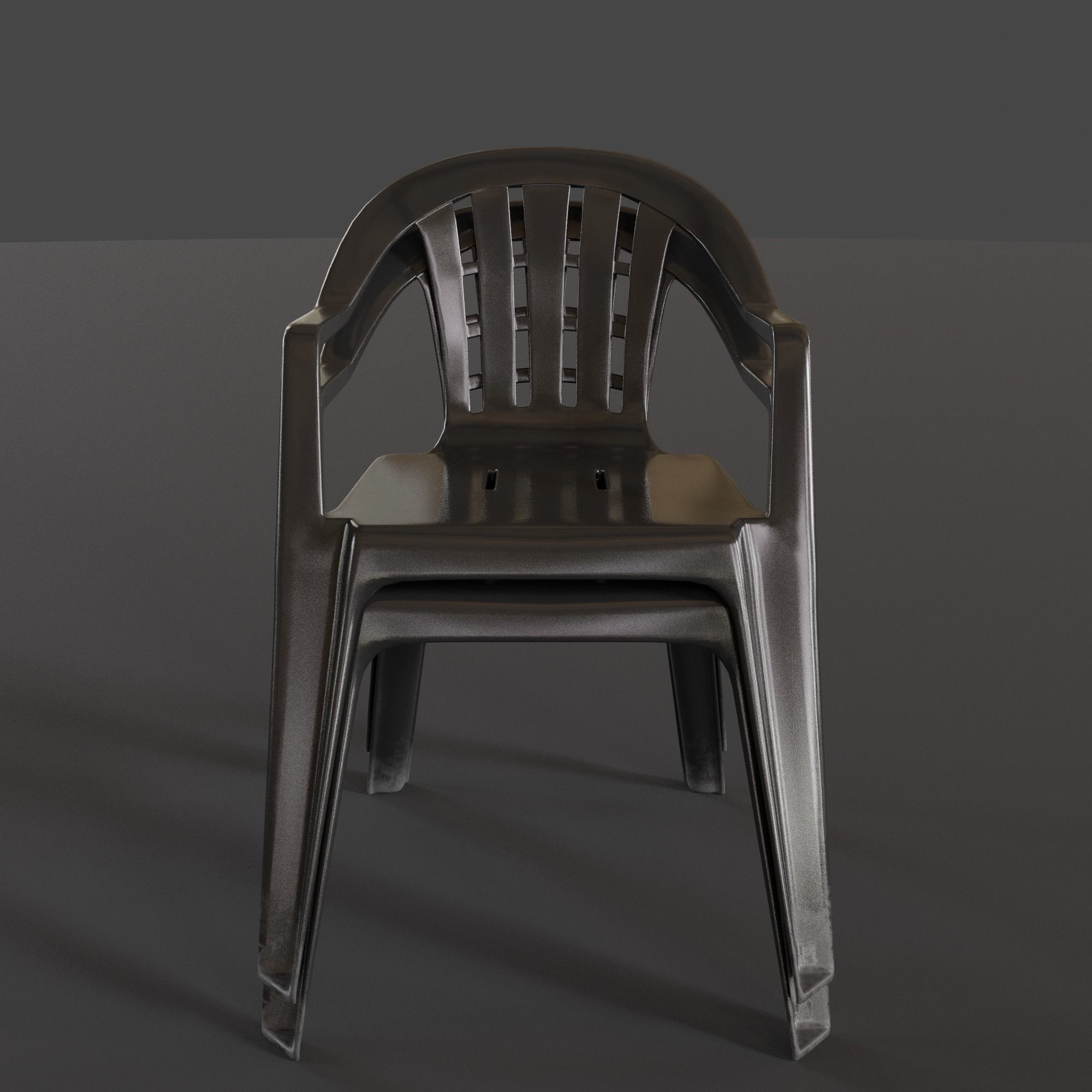 Stackable Plastic Chair Low-poly 3D model_4