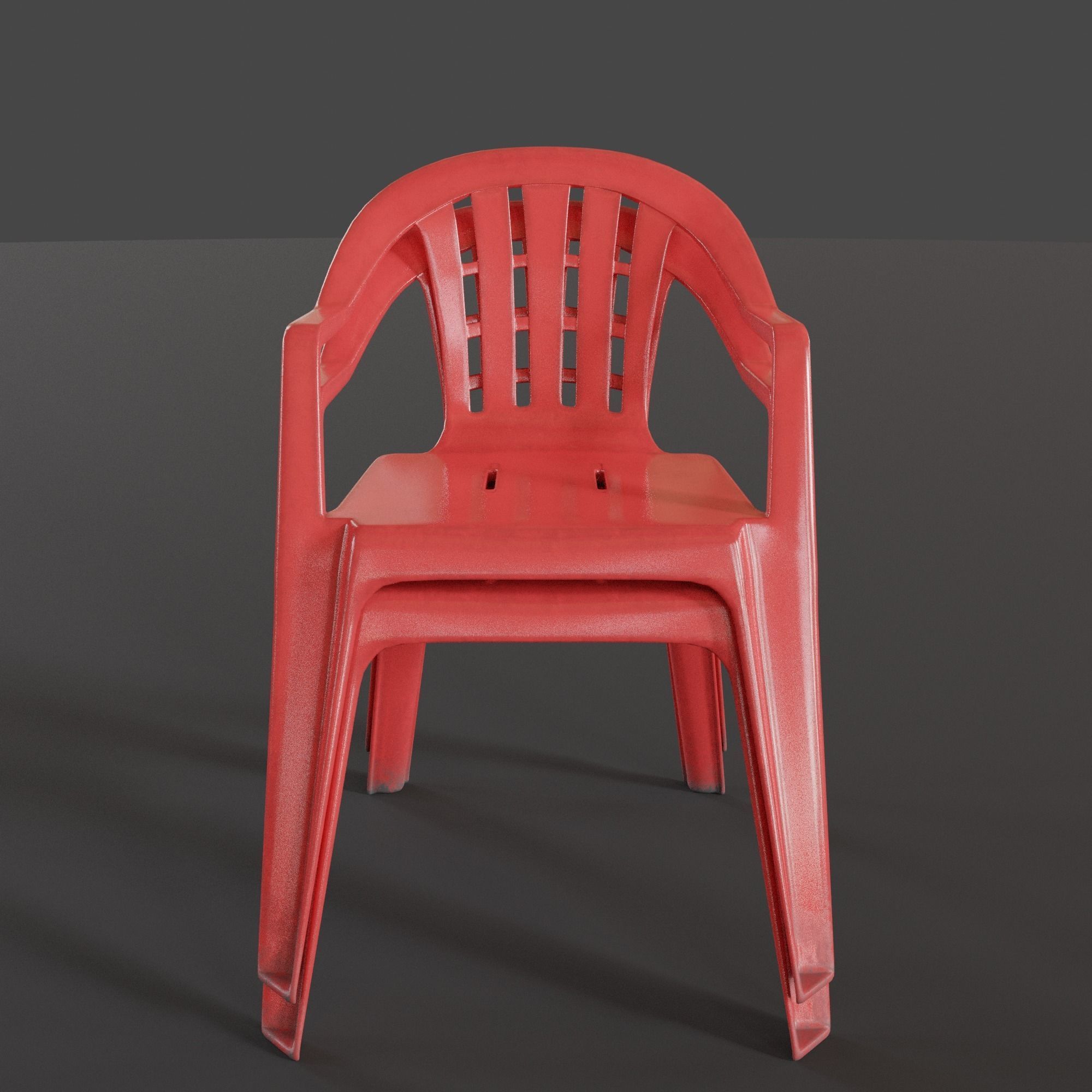 Stackable Plastic Chair Low-poly 3D model_8