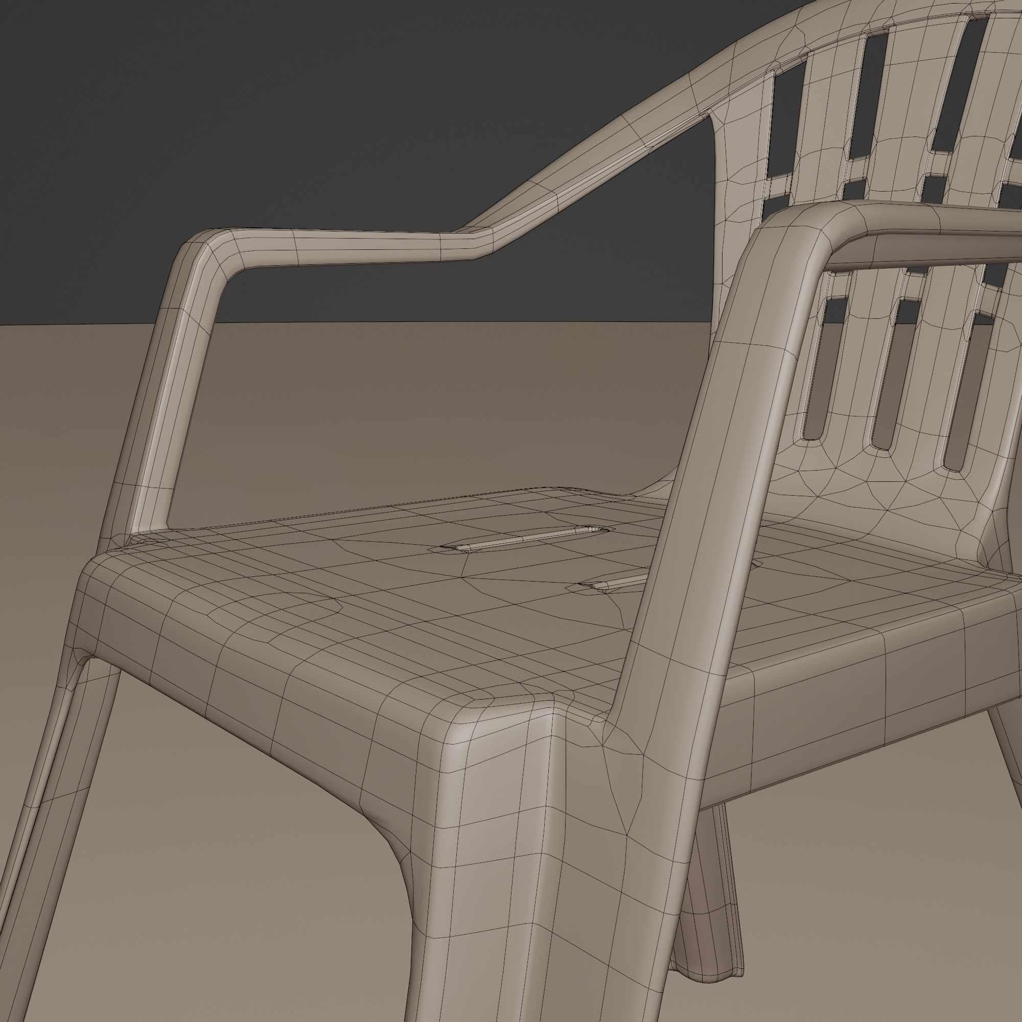 Stackable Plastic Chair Low-poly 3D model_30
