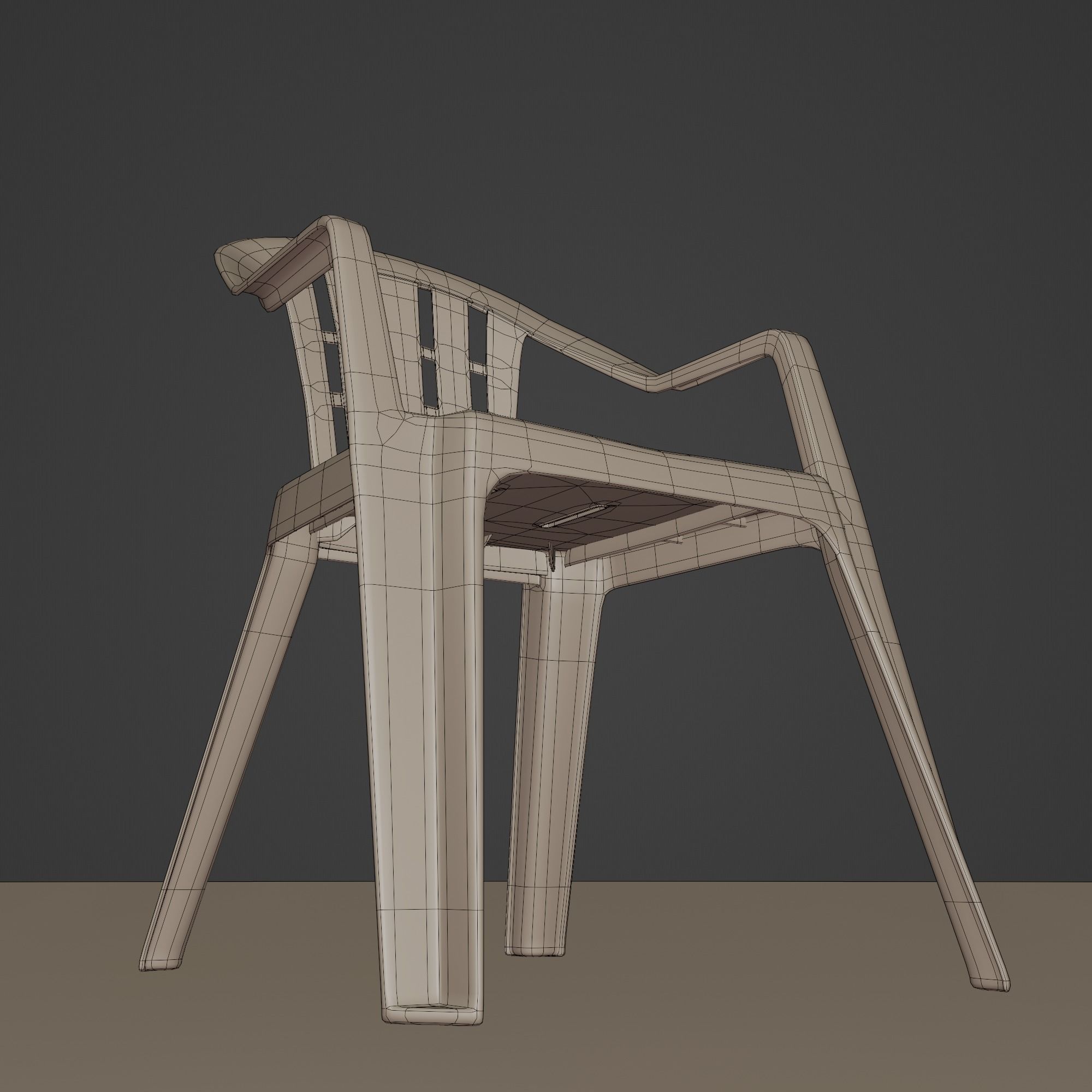 Stackable Plastic Chair Low-poly 3D model_29