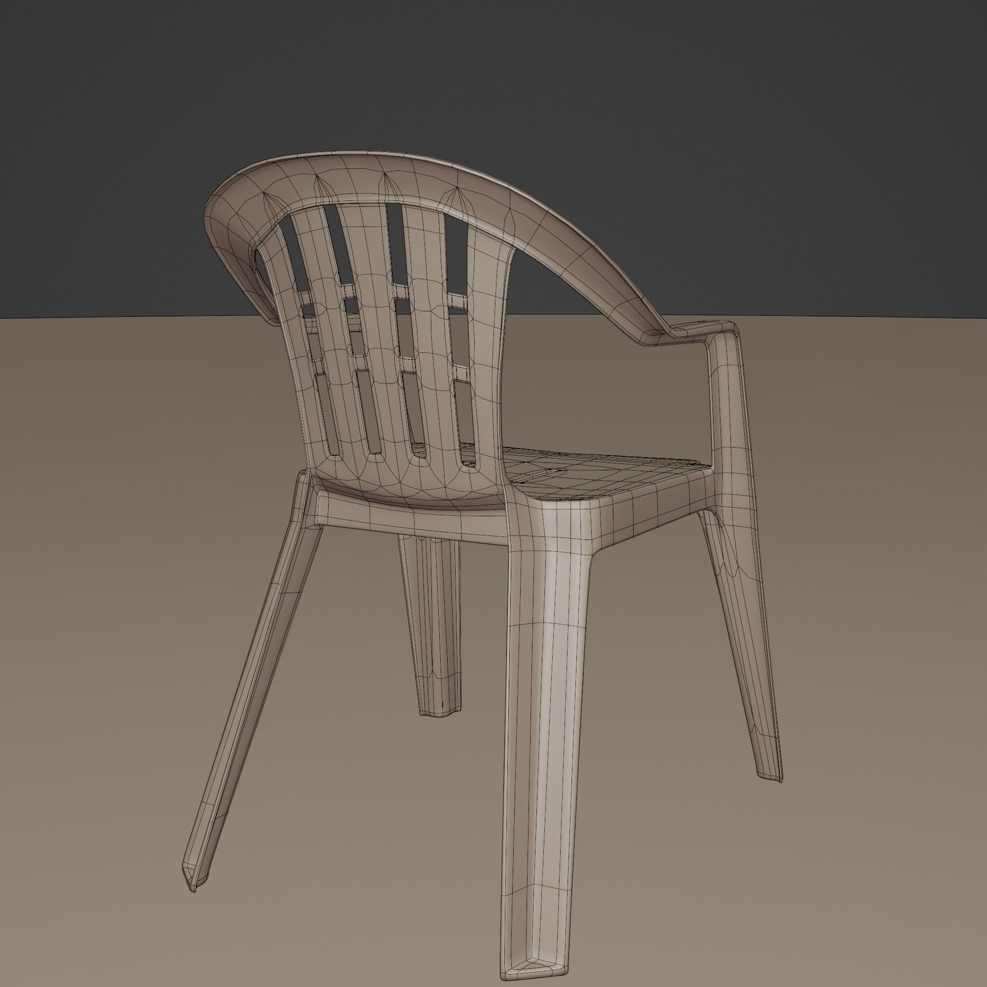 Stackable Plastic Chair Low-poly 3D model_33