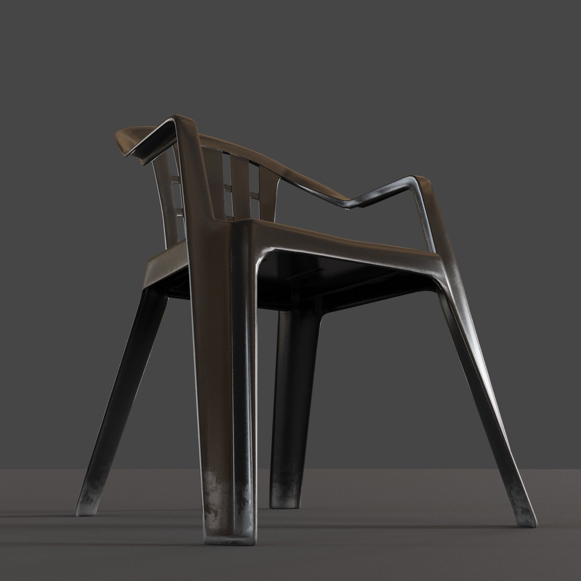 Stackable Plastic Chair Low-poly 3D model_12
