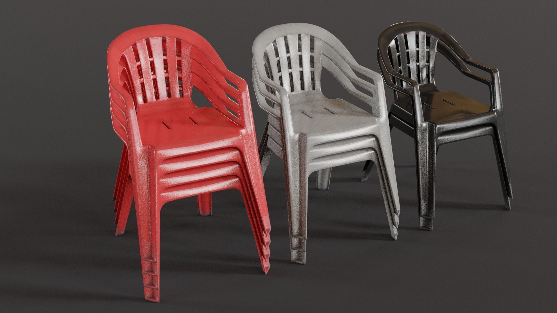 Stackable Plastic Chair Low-poly 3D model_2