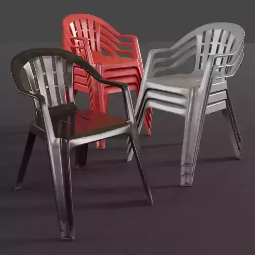 Stackable Plastic Chair Low-poly 3D model