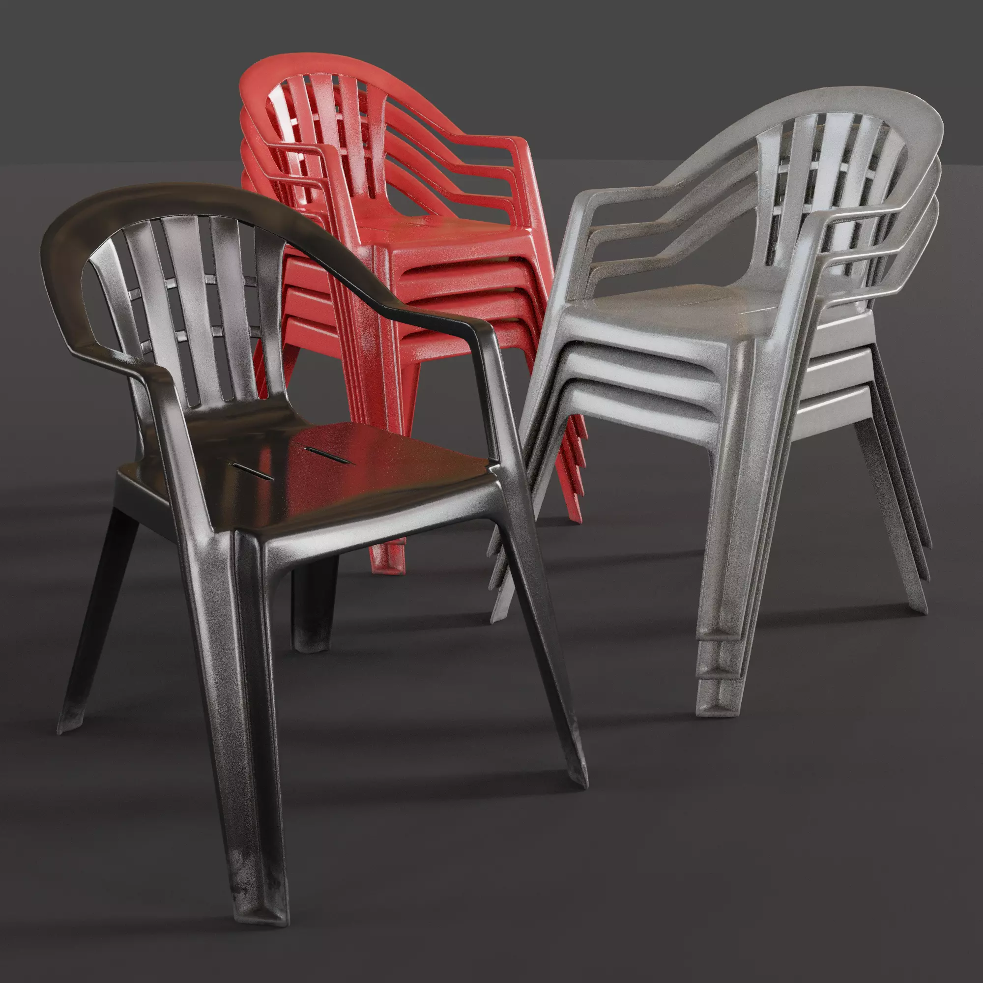 Stackable Plastic Chair Low-poly 3D model_0