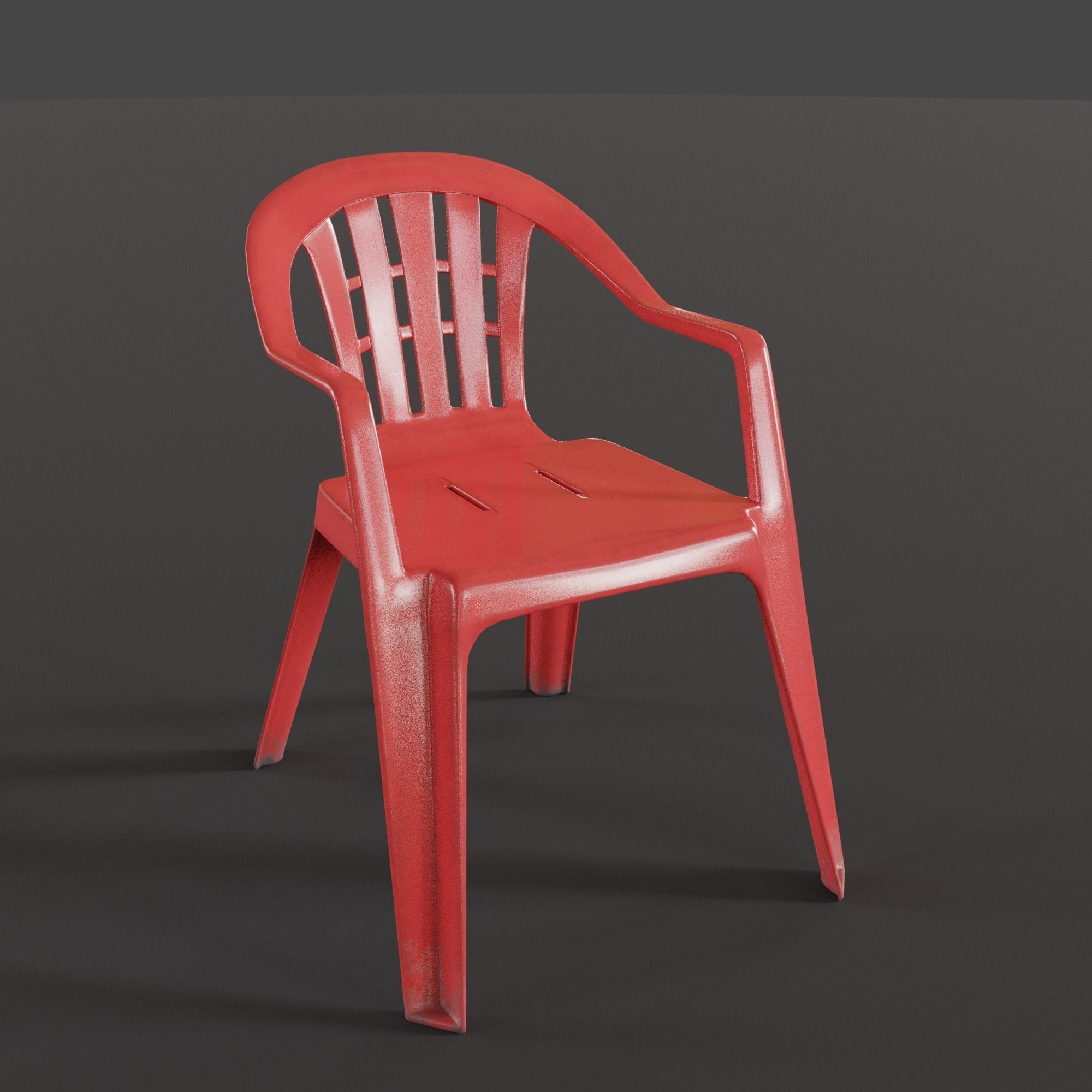 Stackable Plastic Chair Low-poly 3D model_11