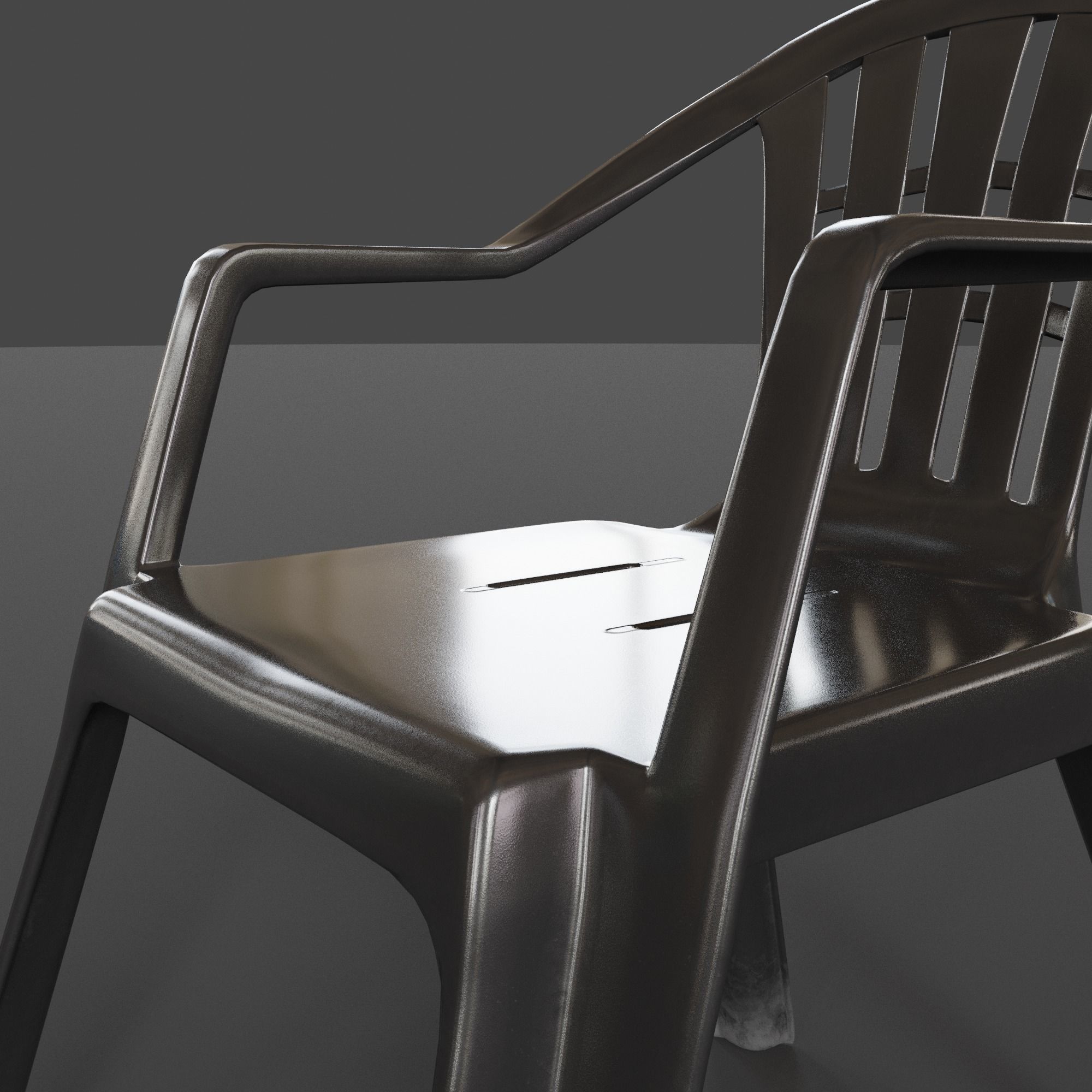 Stackable Plastic Chair Low-poly 3D model_15