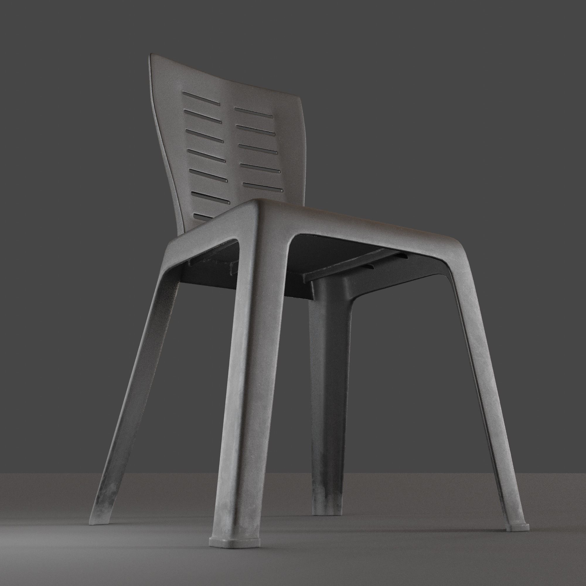 Stackable Plastic Chair Low-poly 3D model_10