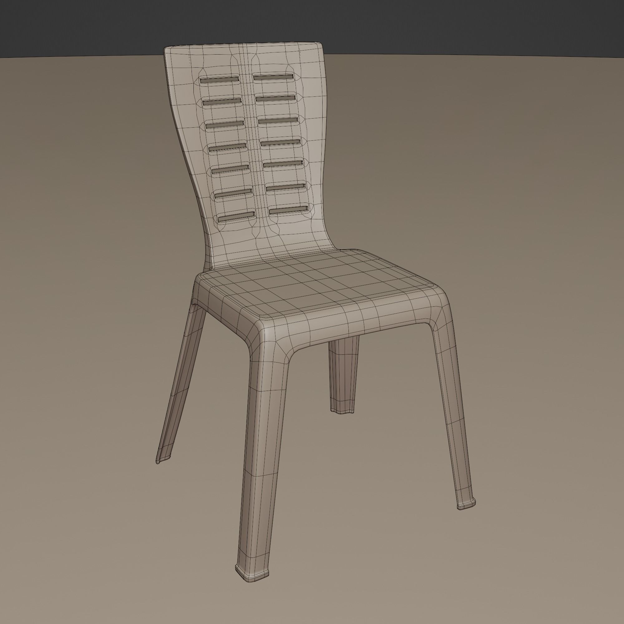 Stackable Plastic Chair Low-poly 3D model_12