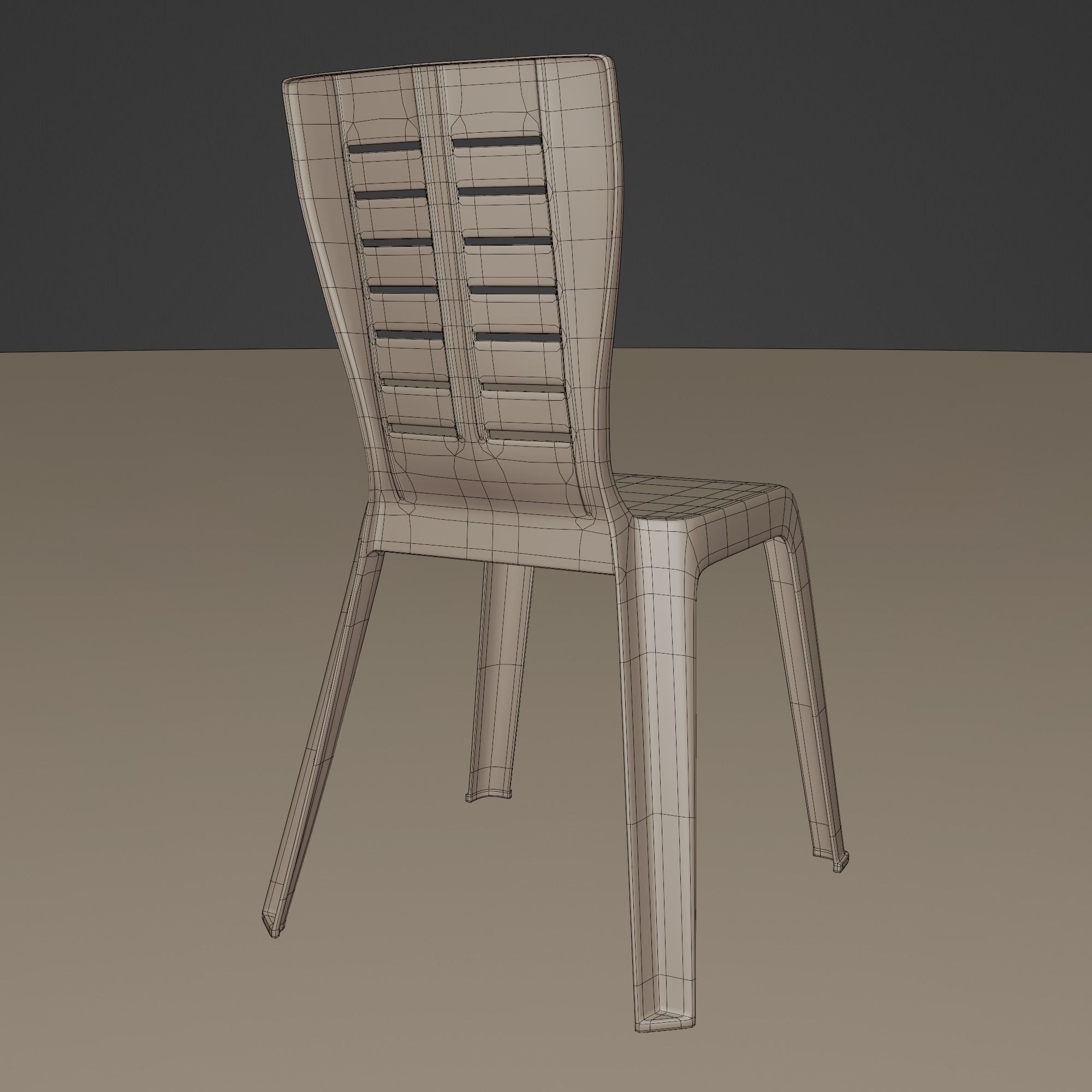 Stackable Plastic Chair Low-poly 3D model_16