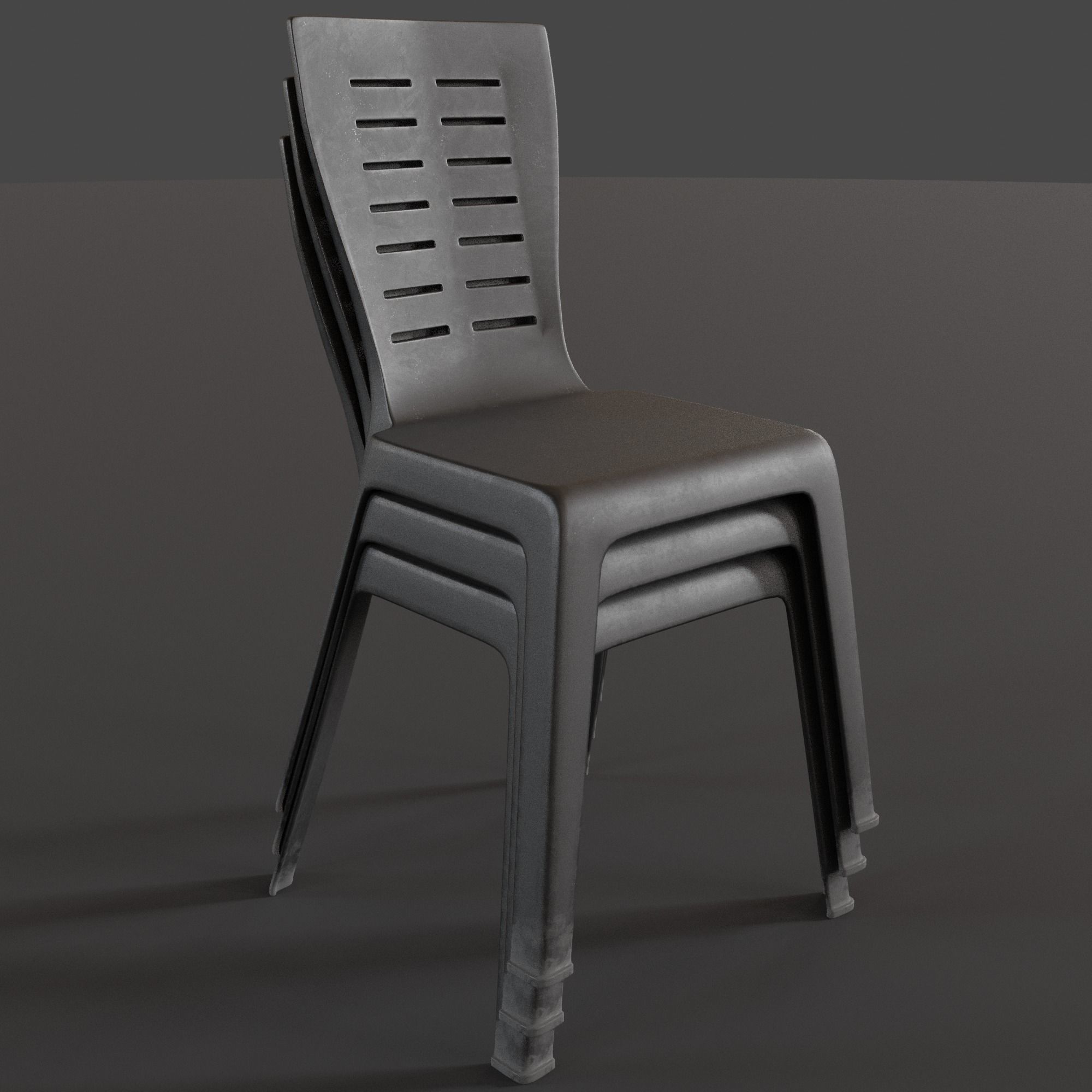 Stackable Plastic Chair Low-poly 3D model_2