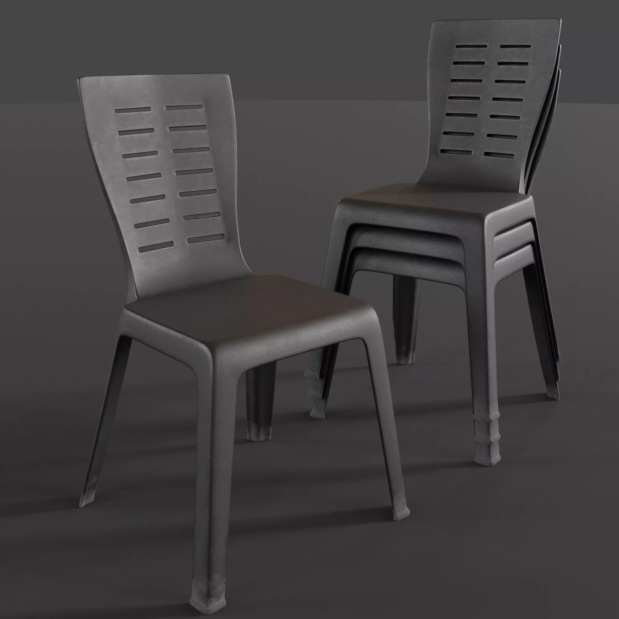 Stackable Plastic Chair Low-poly 3D model_0