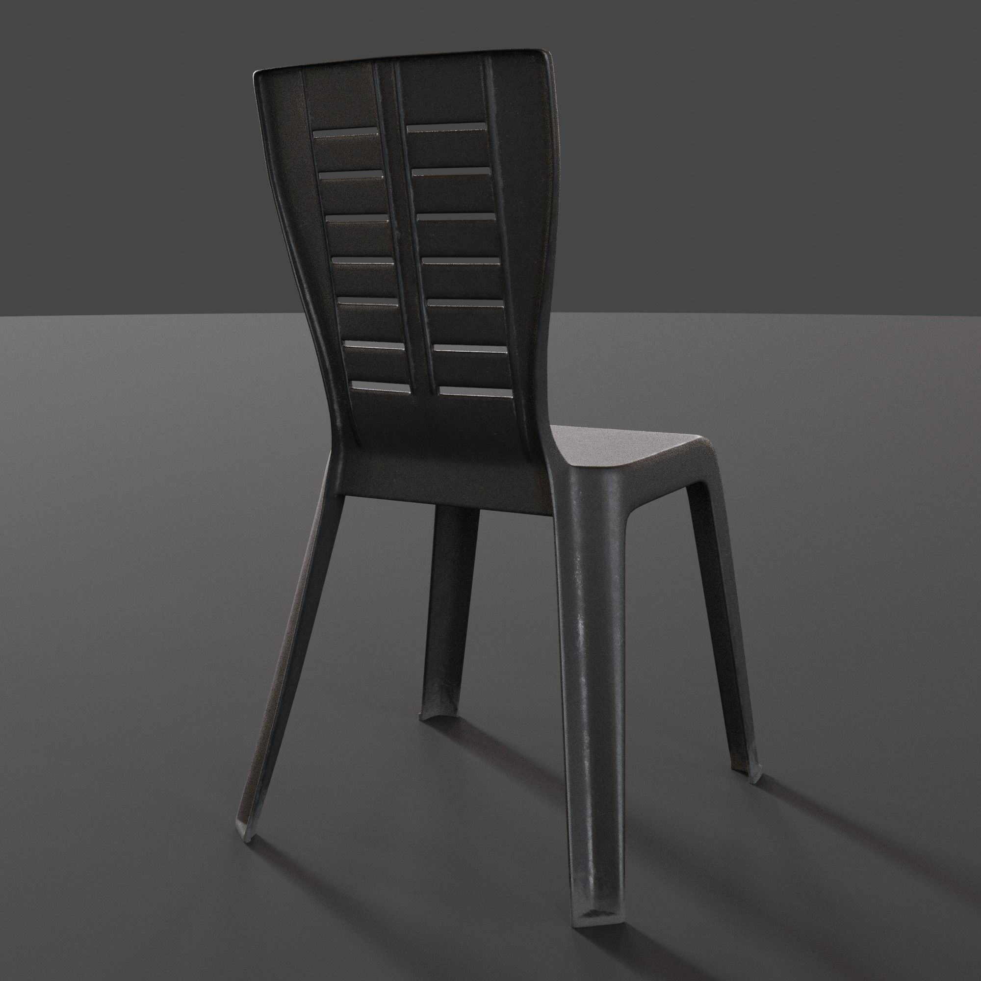Stackable Plastic Chair Low-poly 3D model_4