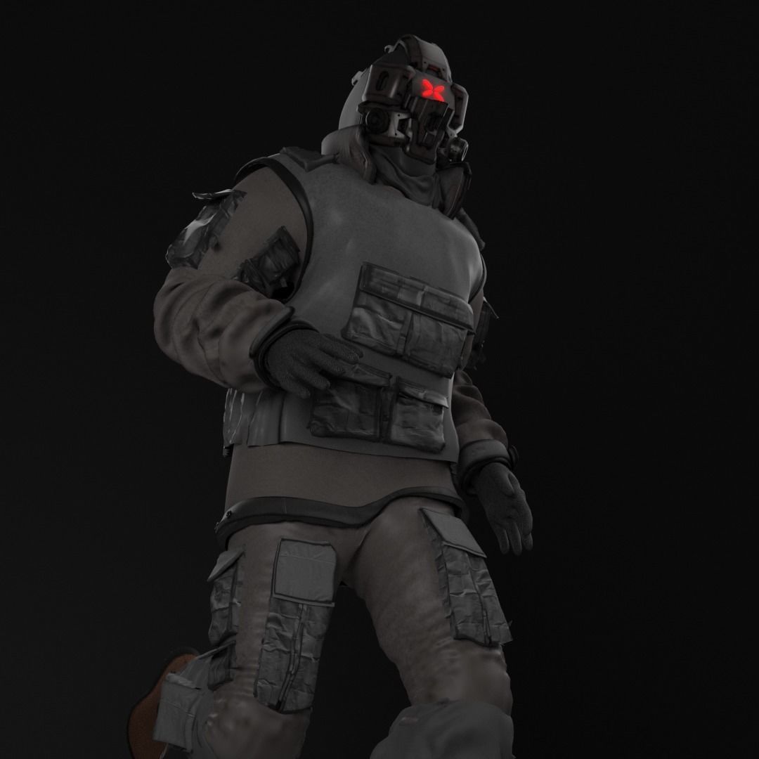 Cyberpunk Character - Cyber Street Punk Low-poly 3D model_17