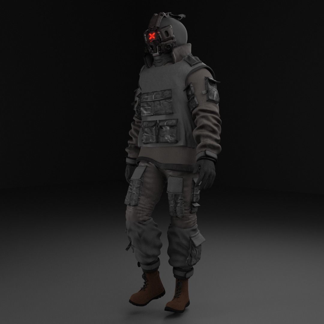 Cyberpunk Character - Cyber Street Punk Low-poly 3D model_12