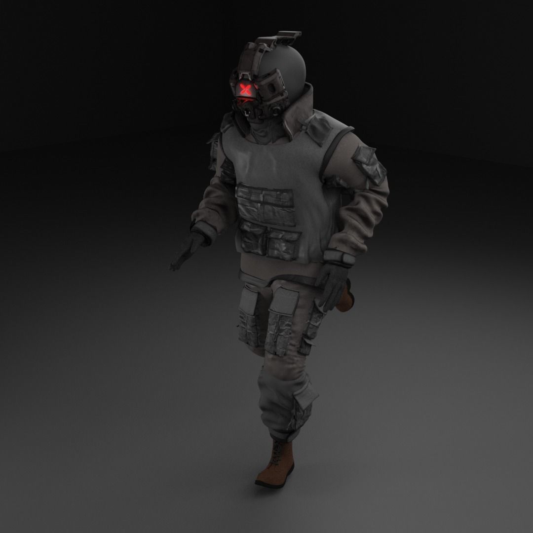 Cyberpunk Character - Cyber Street Punk Low-poly 3D model_16