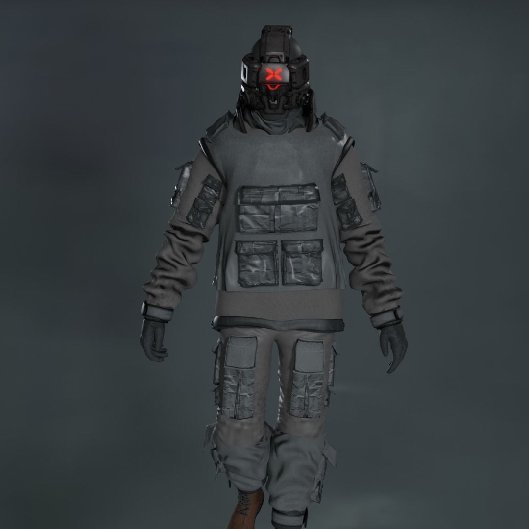 Cyberpunk Character - Cyber Street Punk Low-poly 3D model_2