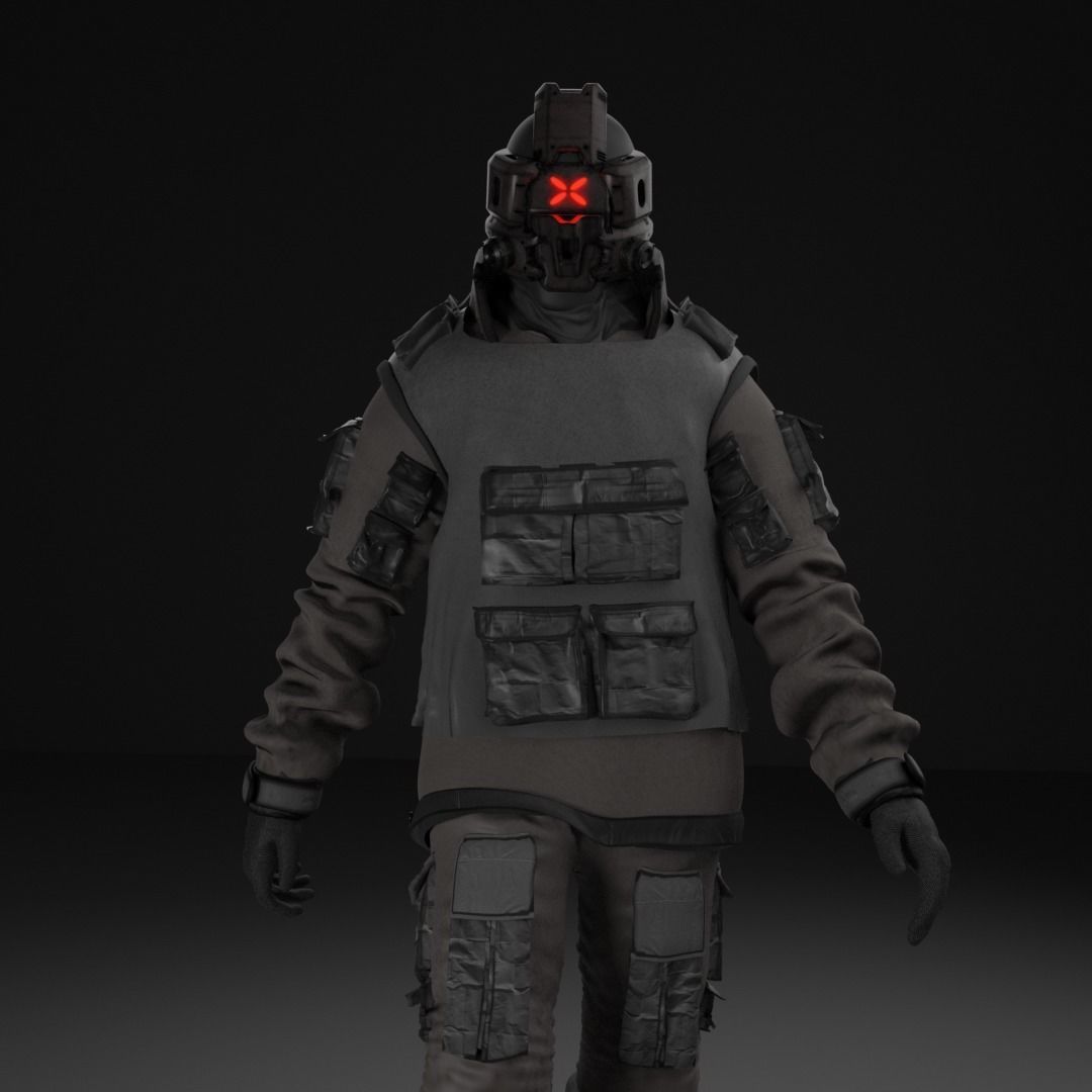 Cyberpunk Character - Cyber Street Punk Low-poly 3D model_1