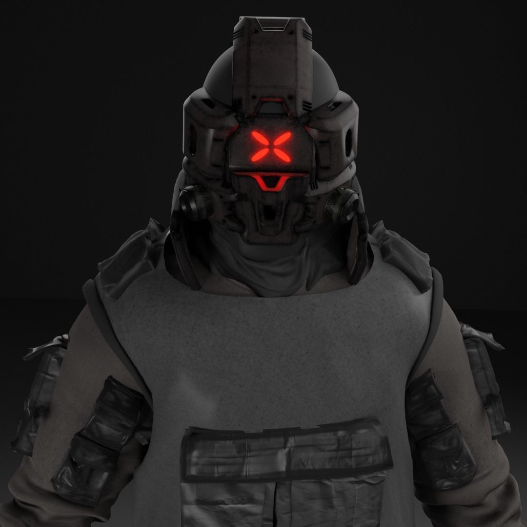 Cyberpunk Character - Cyber Street Punk Low-poly 3D model_14