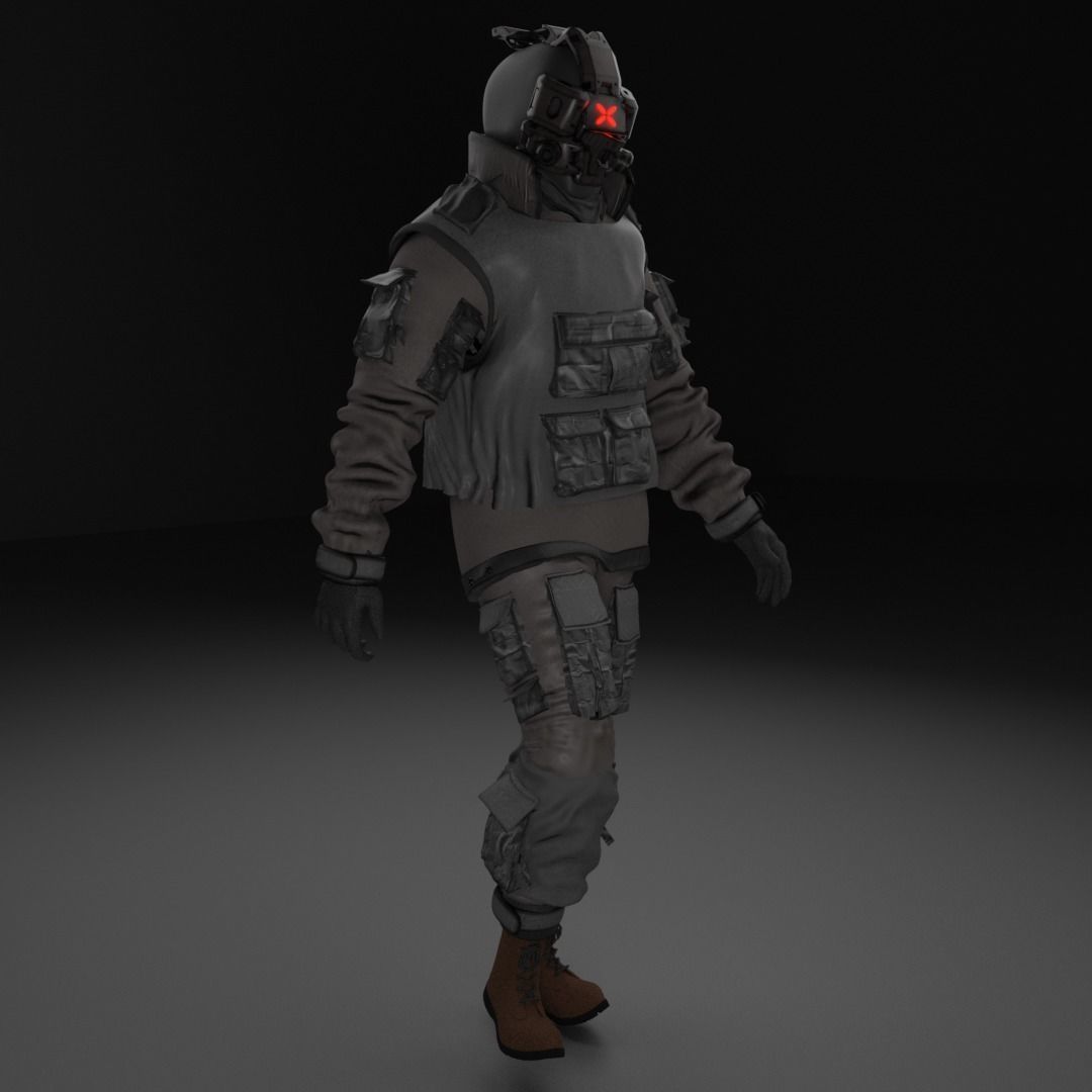Cyberpunk Character - Cyber Street Punk Low-poly 3D model_11
