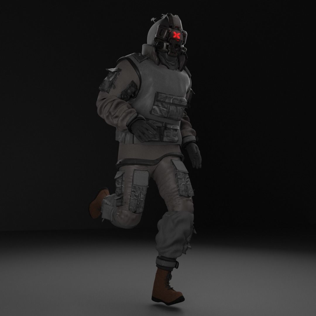 Cyberpunk Character - Cyber Street Punk Low-poly 3D model_15