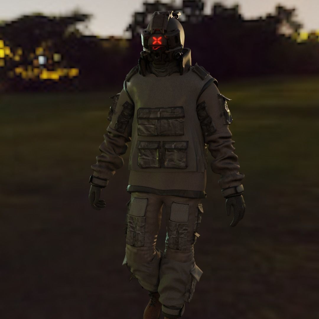 Cyberpunk Character - Cyber Street Punk Low-poly 3D model_3