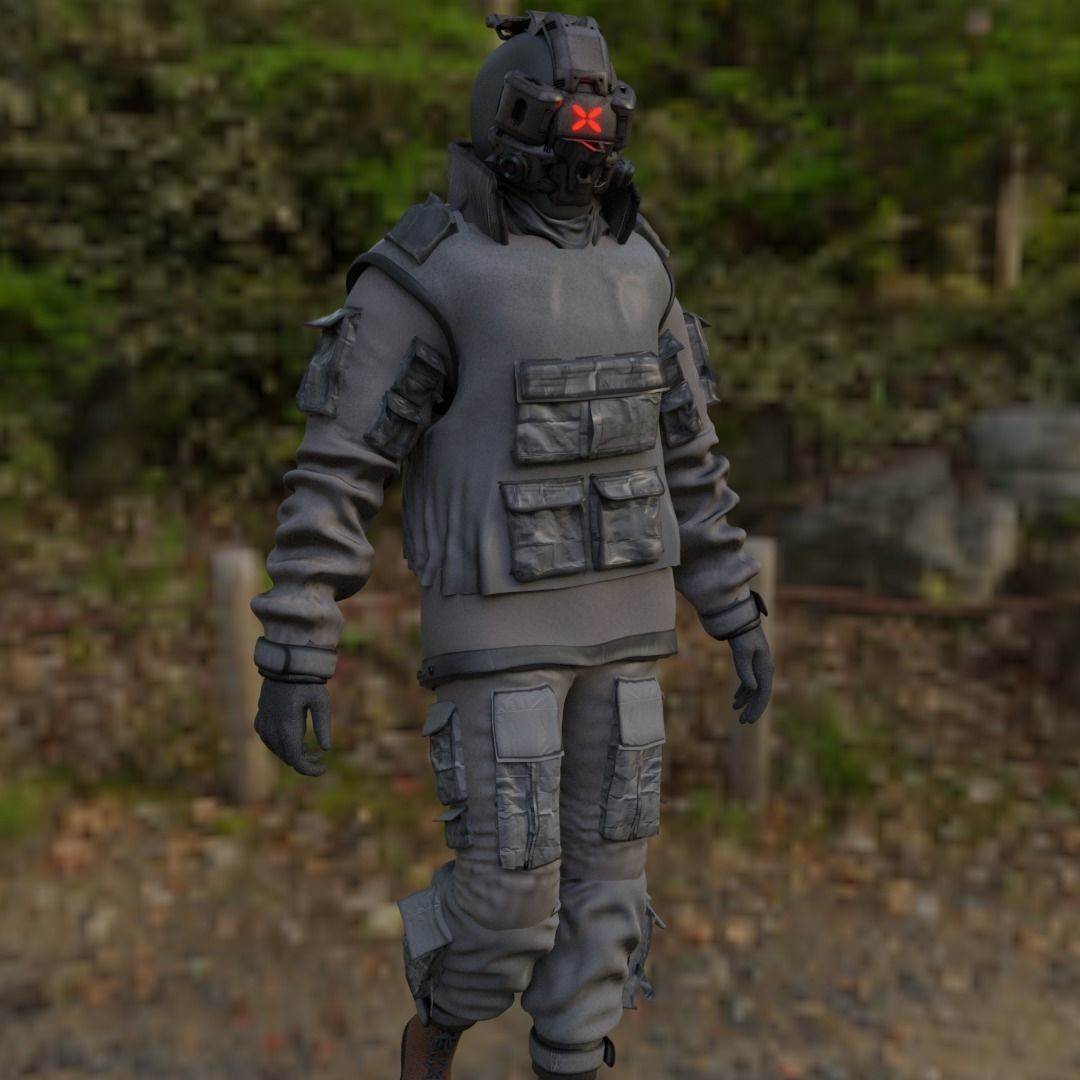 Cyberpunk Character - Cyber Street Punk Low-poly 3D model_6