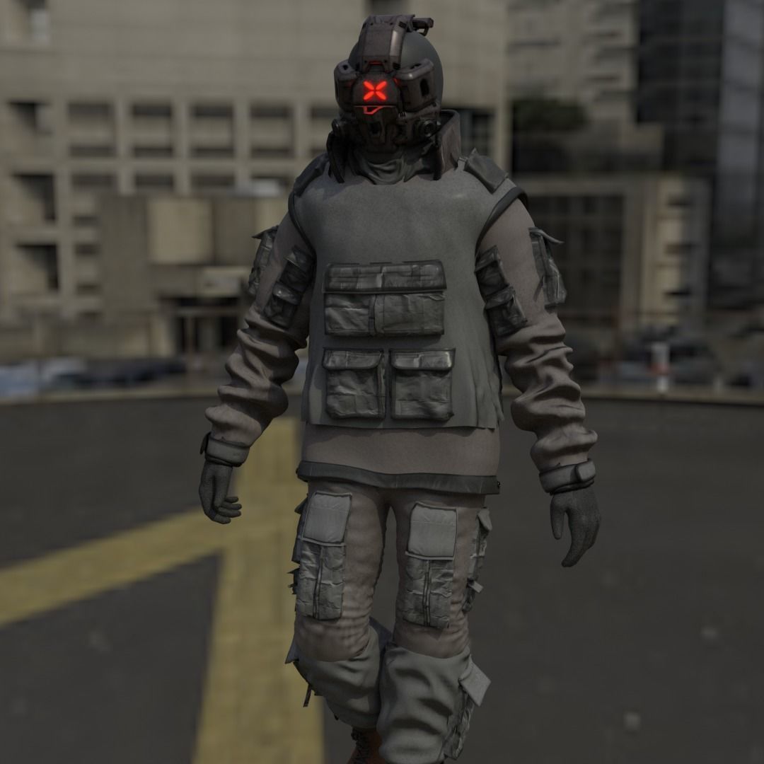 Cyberpunk Character - Cyber Street Punk Low-poly 3D model_4