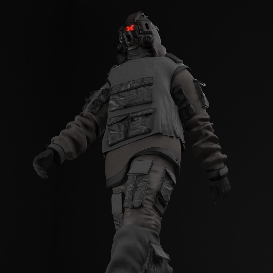 Cyberpunk Character - Cyber Street Punk Low-poly 3D model_18