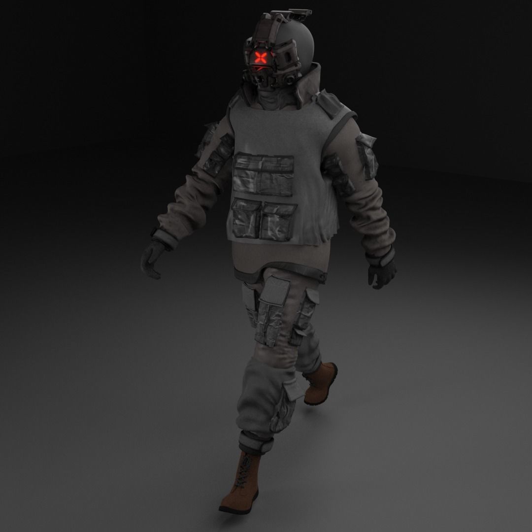 Cyberpunk Character - Cyber Street Punk Low-poly 3D model_13