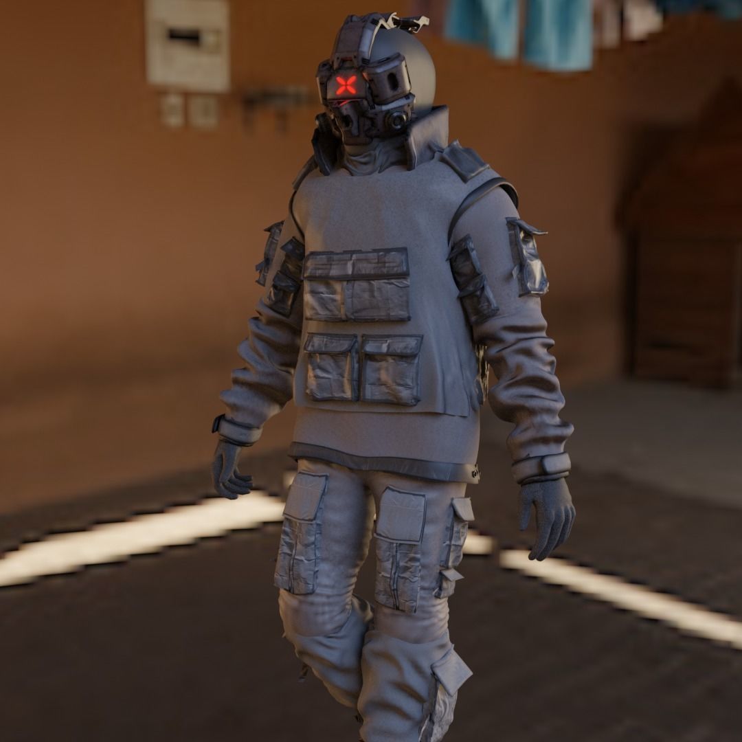 Cyberpunk Character - Cyber Street Punk Low-poly 3D model_5