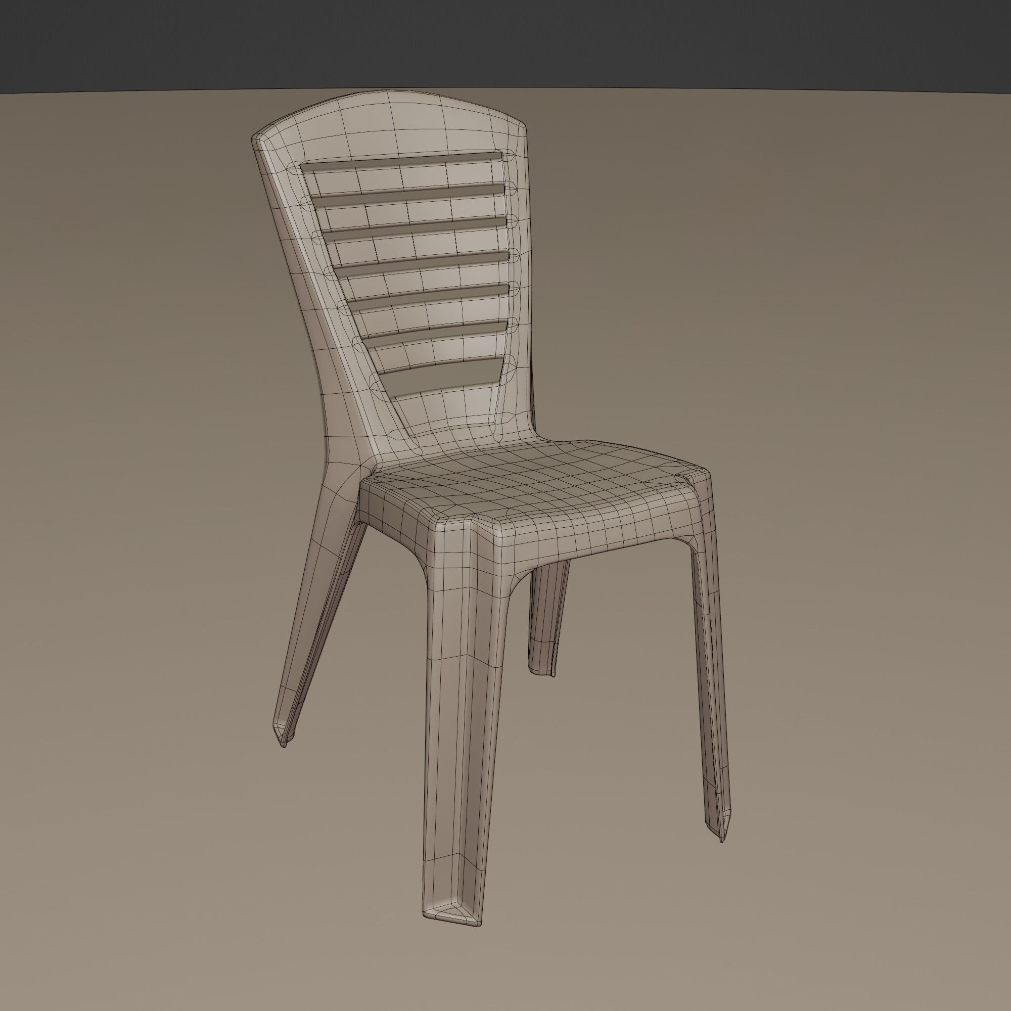 Stackable Plastic Chair Low-poly 3D model_11