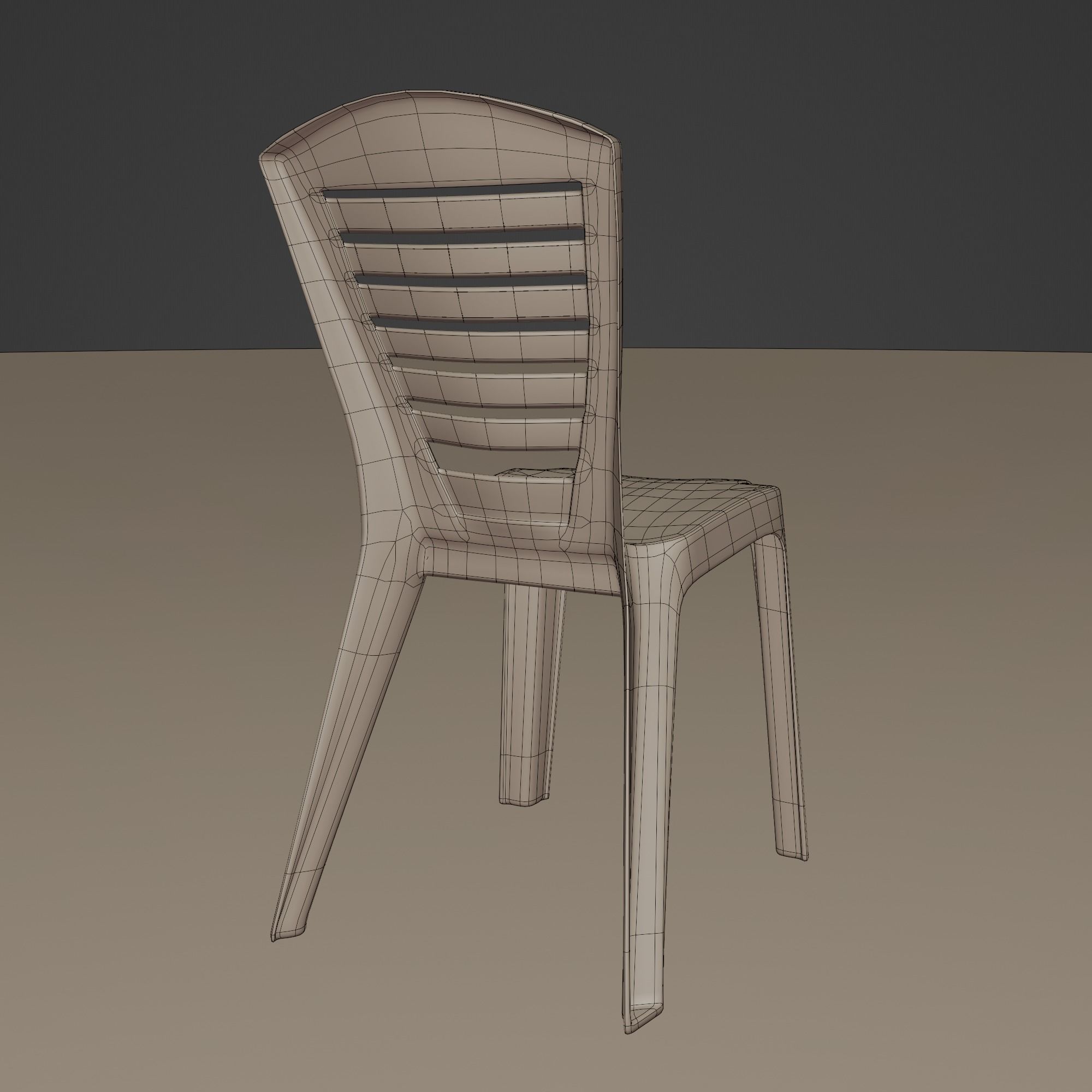 Stackable Plastic Chair Low-poly 3D model_14