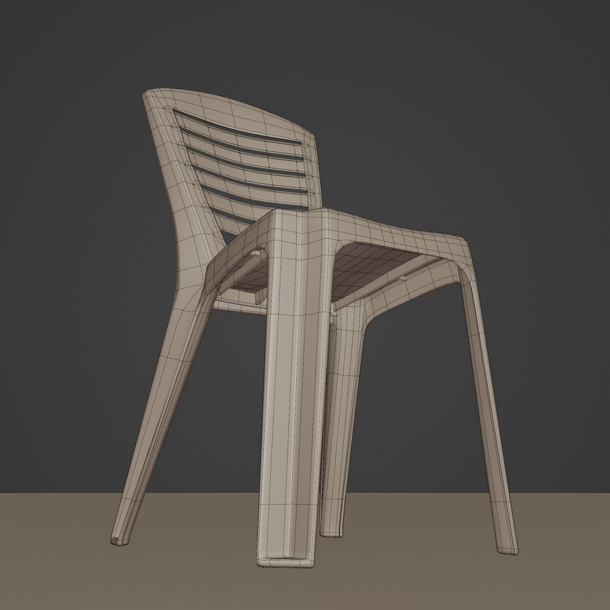 Stackable Plastic Chair Low-poly 3D model_12