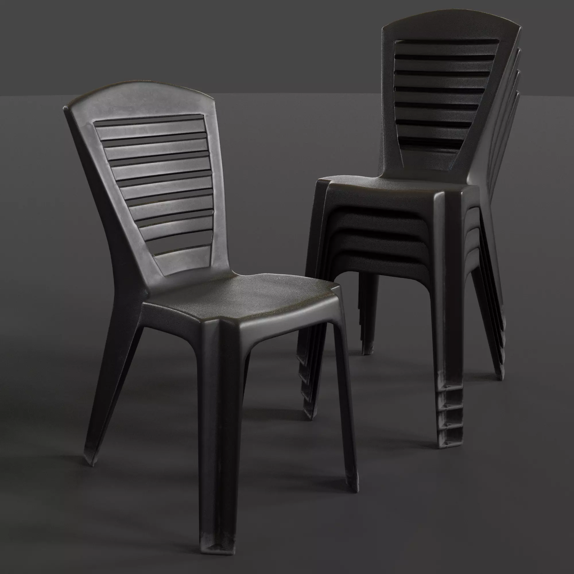 Stackable Plastic Chair Low-poly 3D model_0