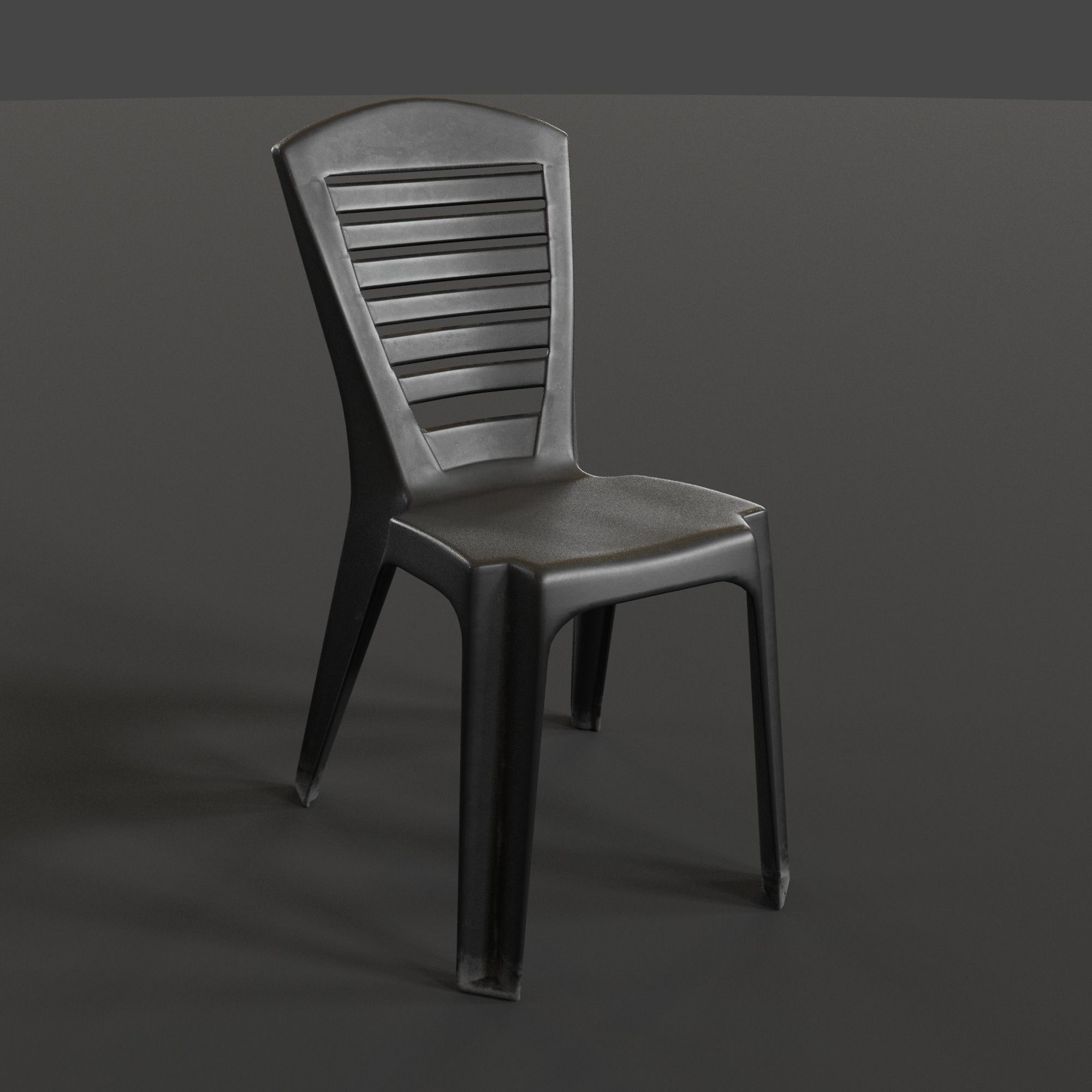 Stackable Plastic Chair Low-poly 3D model_1